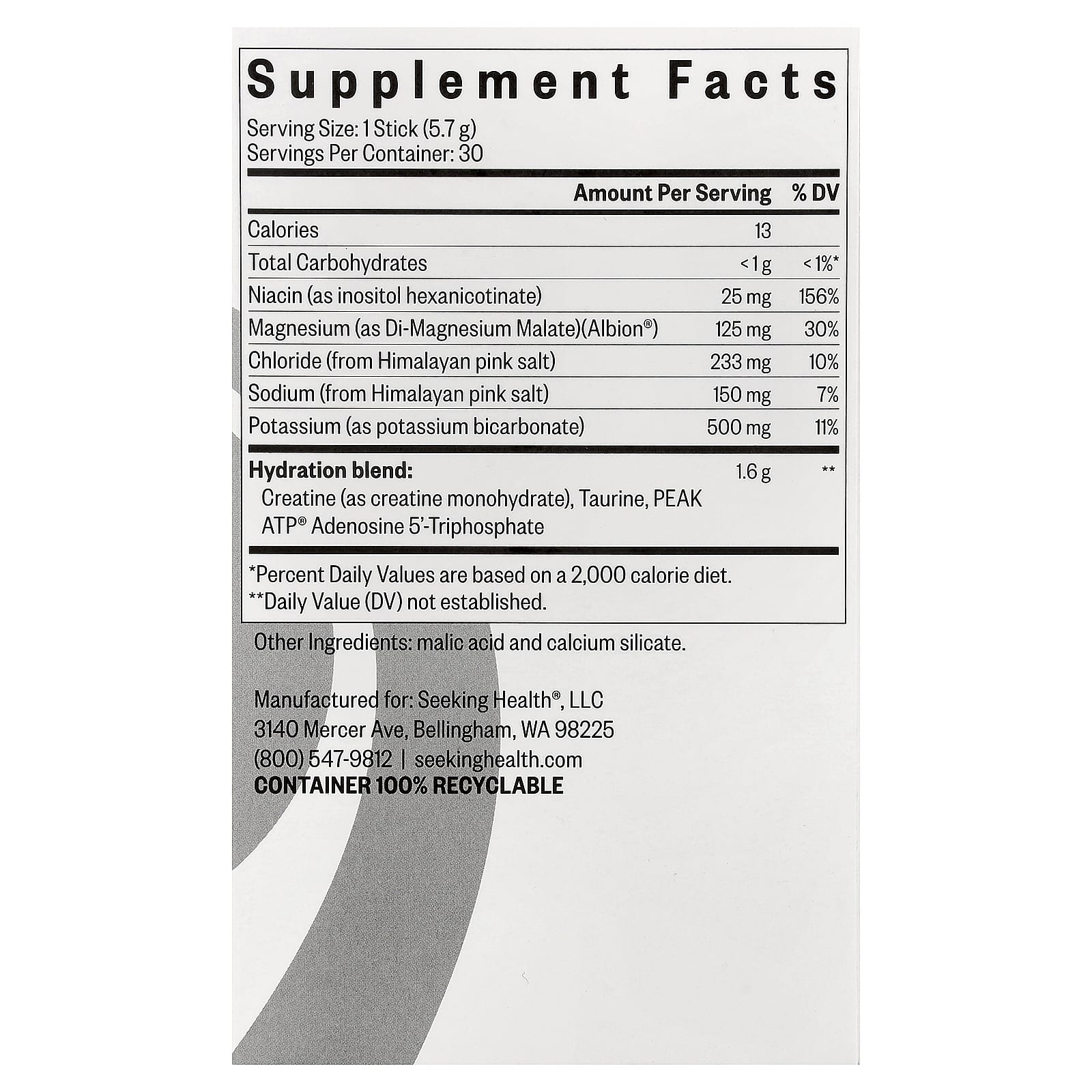 Seeking Health, Optimal Electrolyte, без добавок, 30 стиков, 5,7 г (0,201 унции) каждый