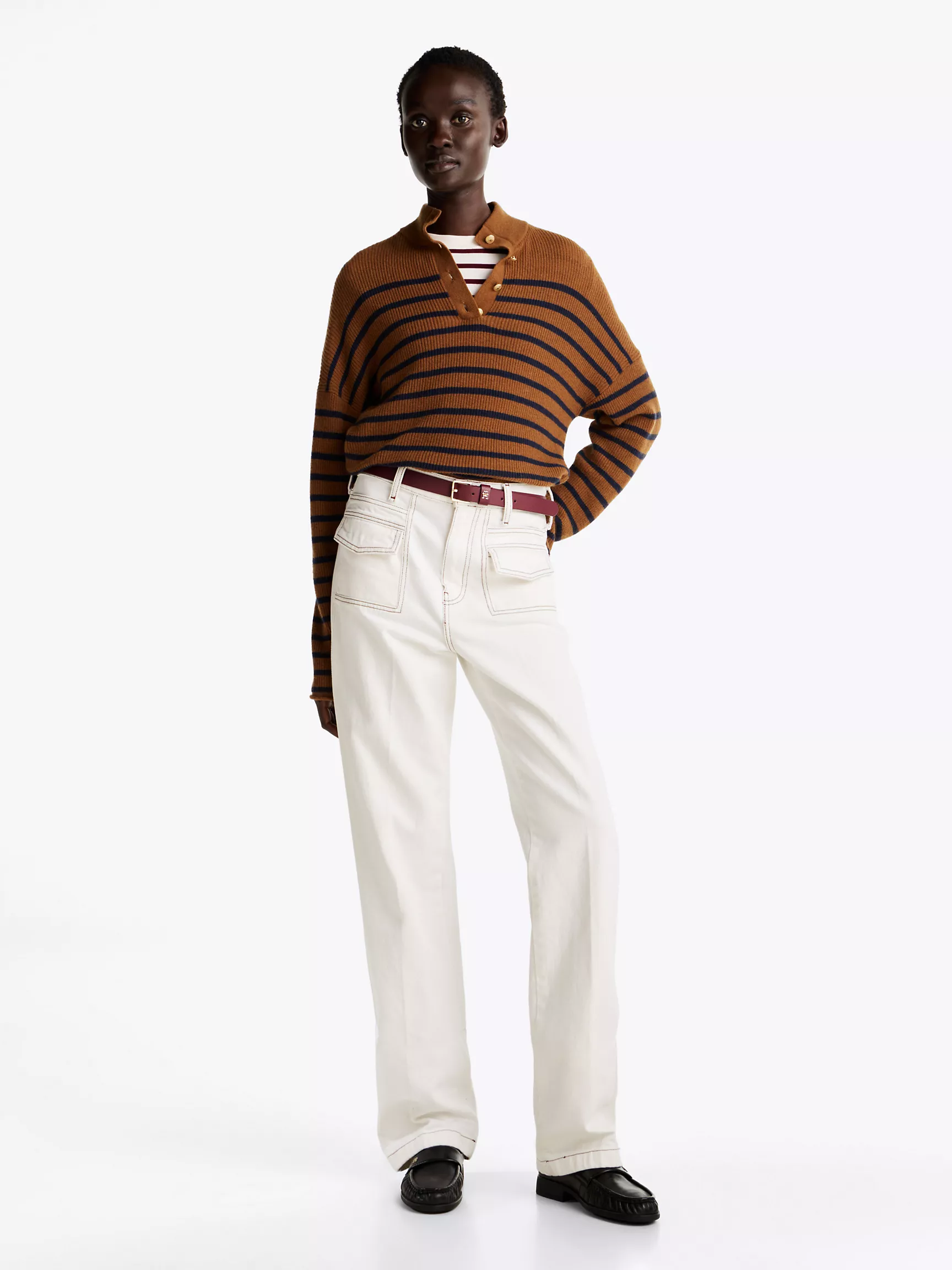 Женские джинсы Tommy Hilfiger, Свободные джинсы с контрастной строчкой и расклешенными штанинами