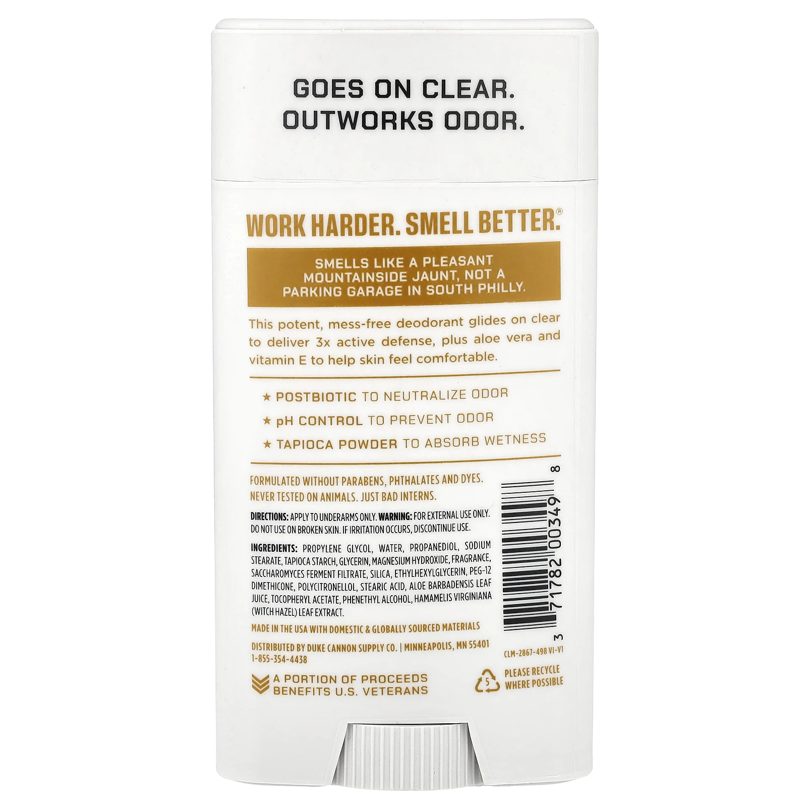 Duke Cannon Supply Co., Air Defense™, активный дезодорант, без алюминия, пилообразная форма, 85 г (3 унции)