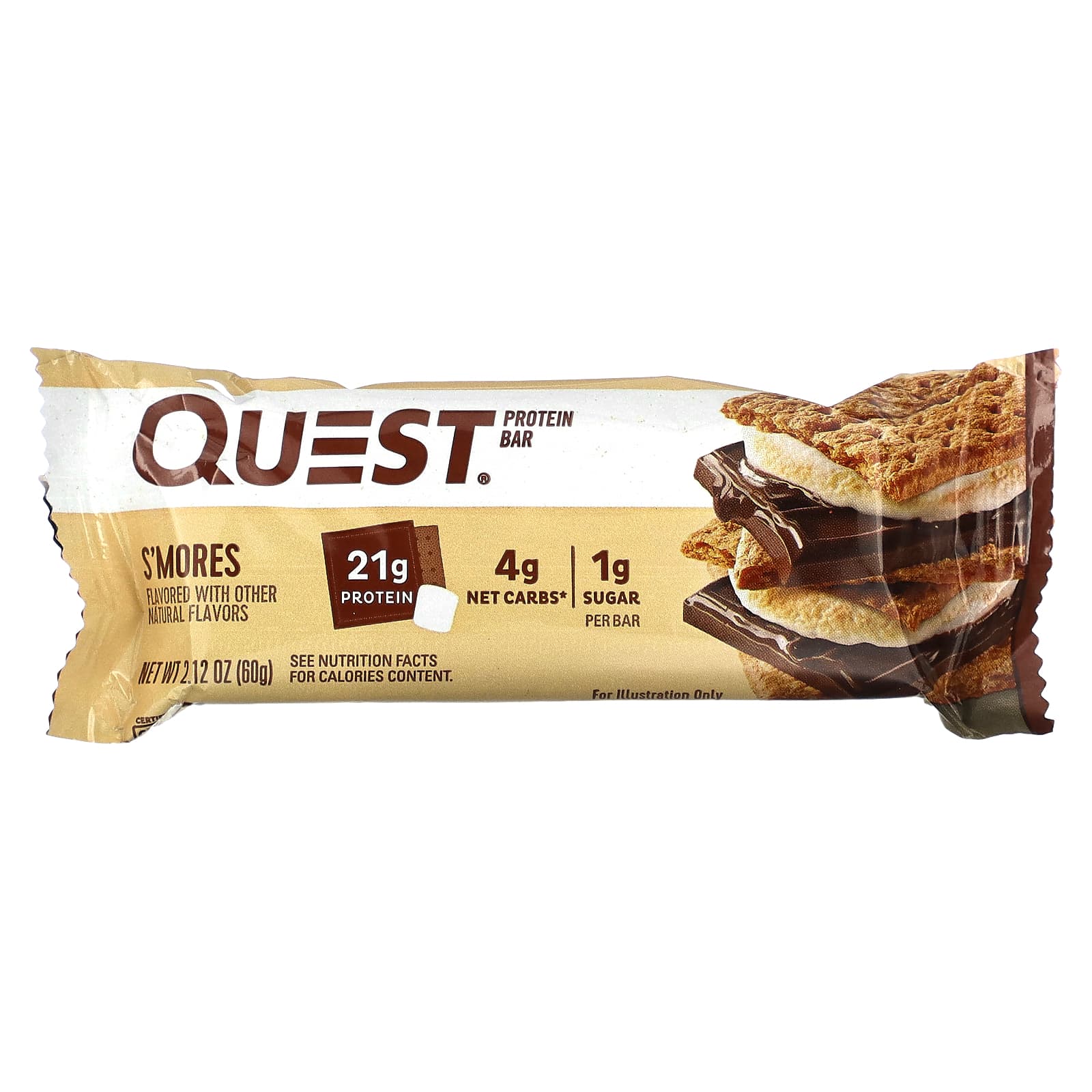 Quest Nutrition, Протеиновый батончик, S'Mores, 4 батончика, 60 г (2,12 унции) каждый