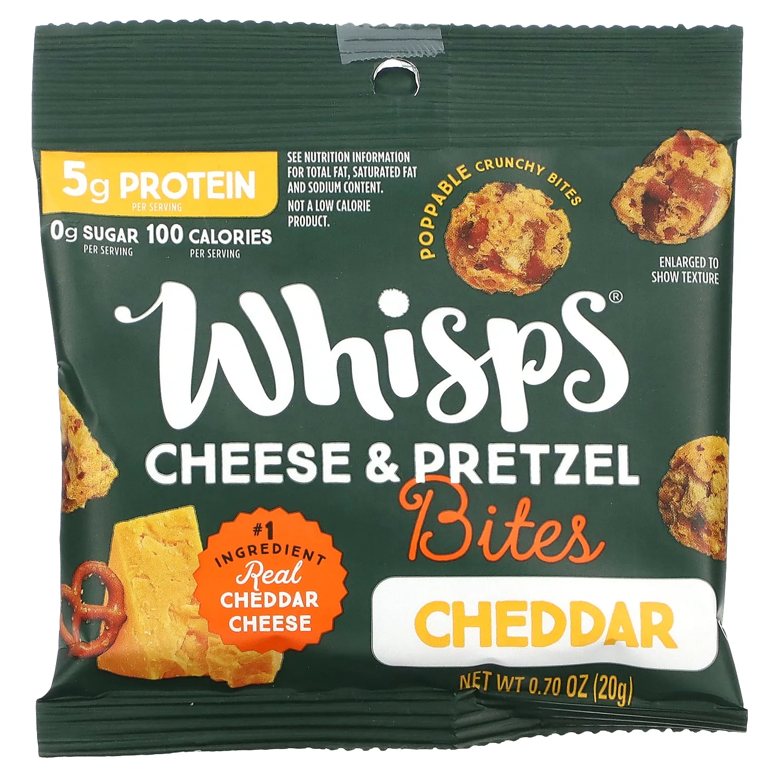 Whisps Cheese & Pretezel Bites, чеддер, 6 пакетиков по 20 г (0,70 унции)