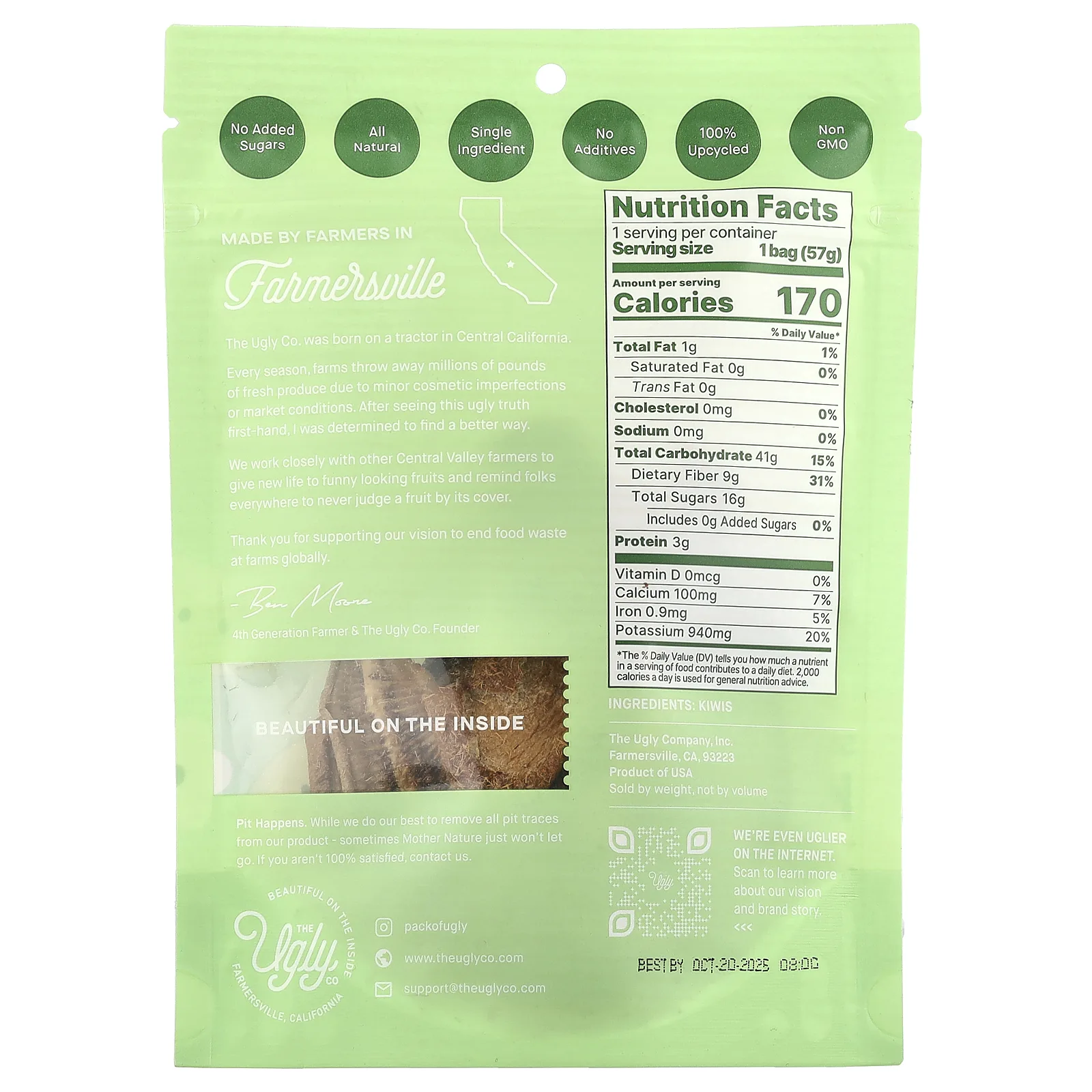 Hello! I'm Ugly, Сухофрукты, нарезанный киви, 57 г (2 унции)