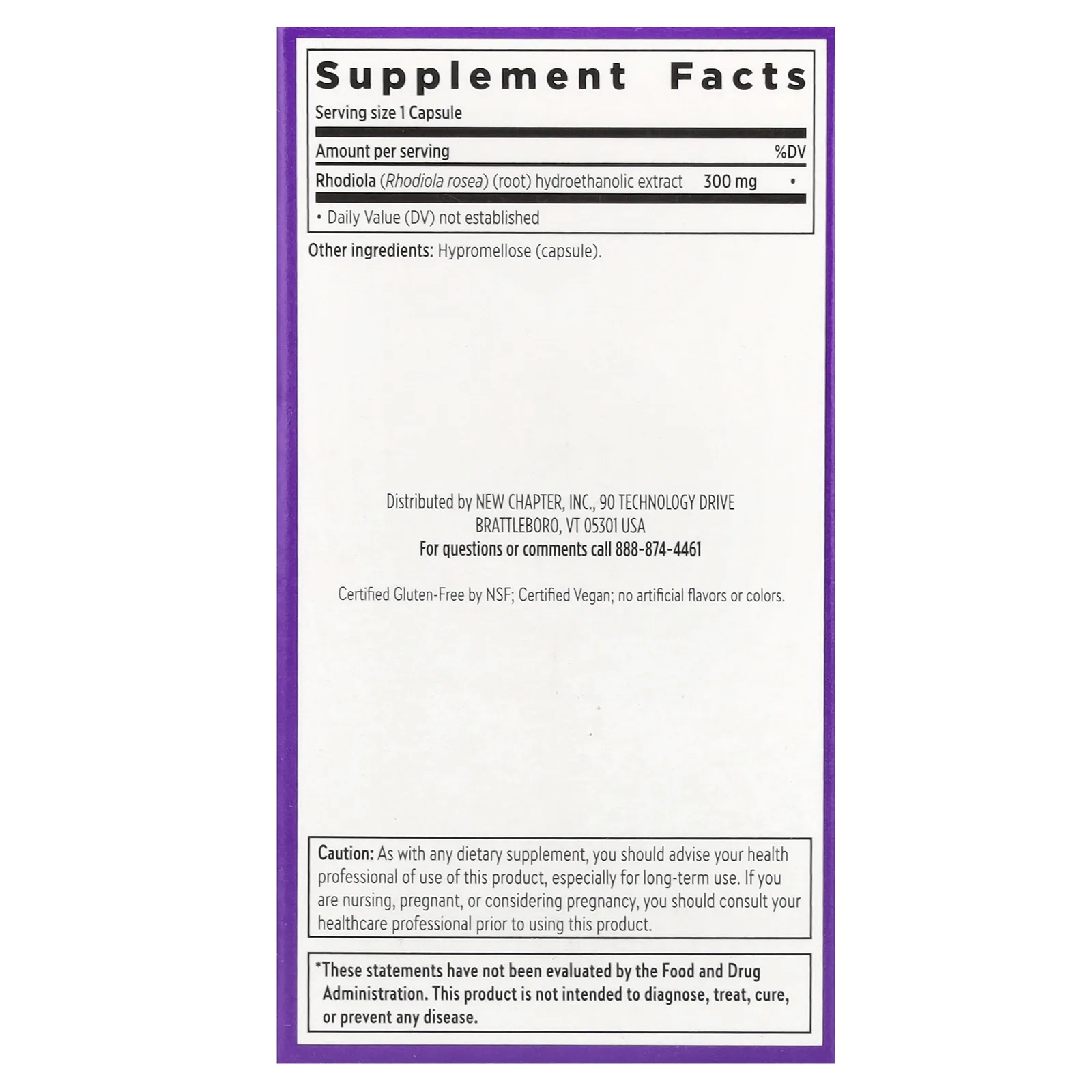 New Chapter, Rhodiola Force, родиола, 30 веганских капсул