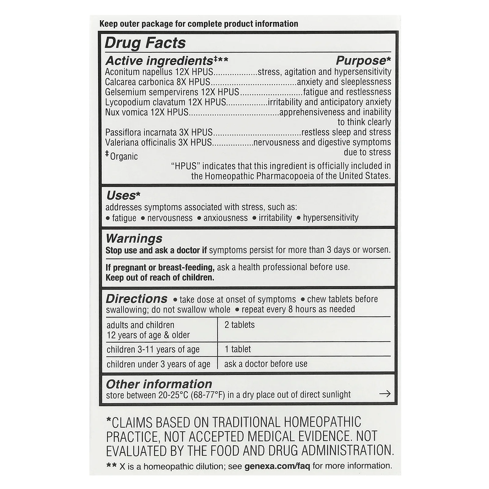 Genexa, Stress, органическая формула для снятия стресса и усталости, органические ваниль и лаванда, 60 жевательных таблеток