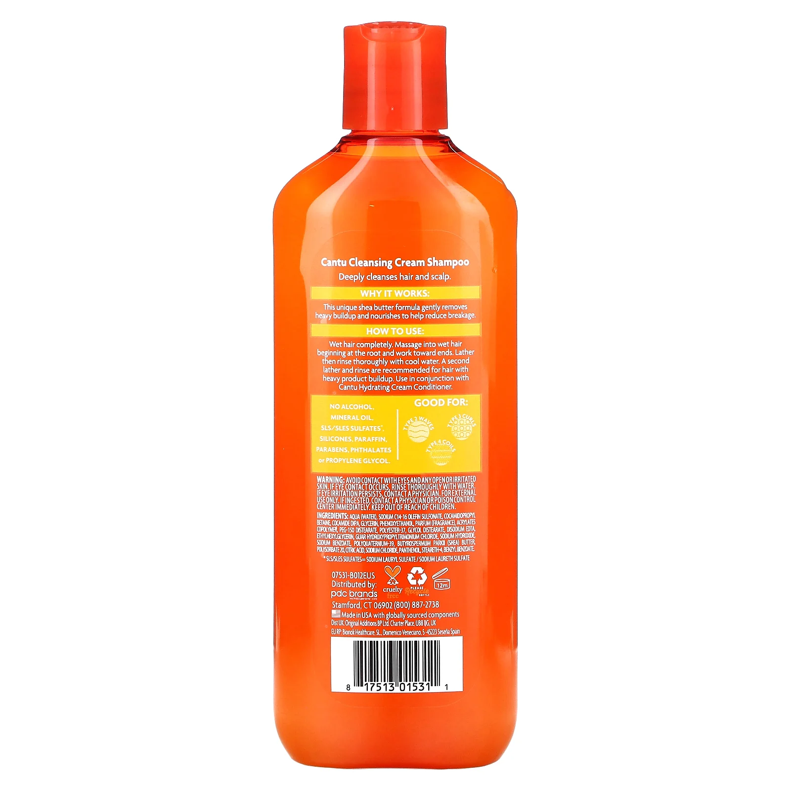 Cantu, Масло ши для натуральных волос, Очищающий крем-шампунь, без сульфатов, 13,5 жидких унций (400 мл)