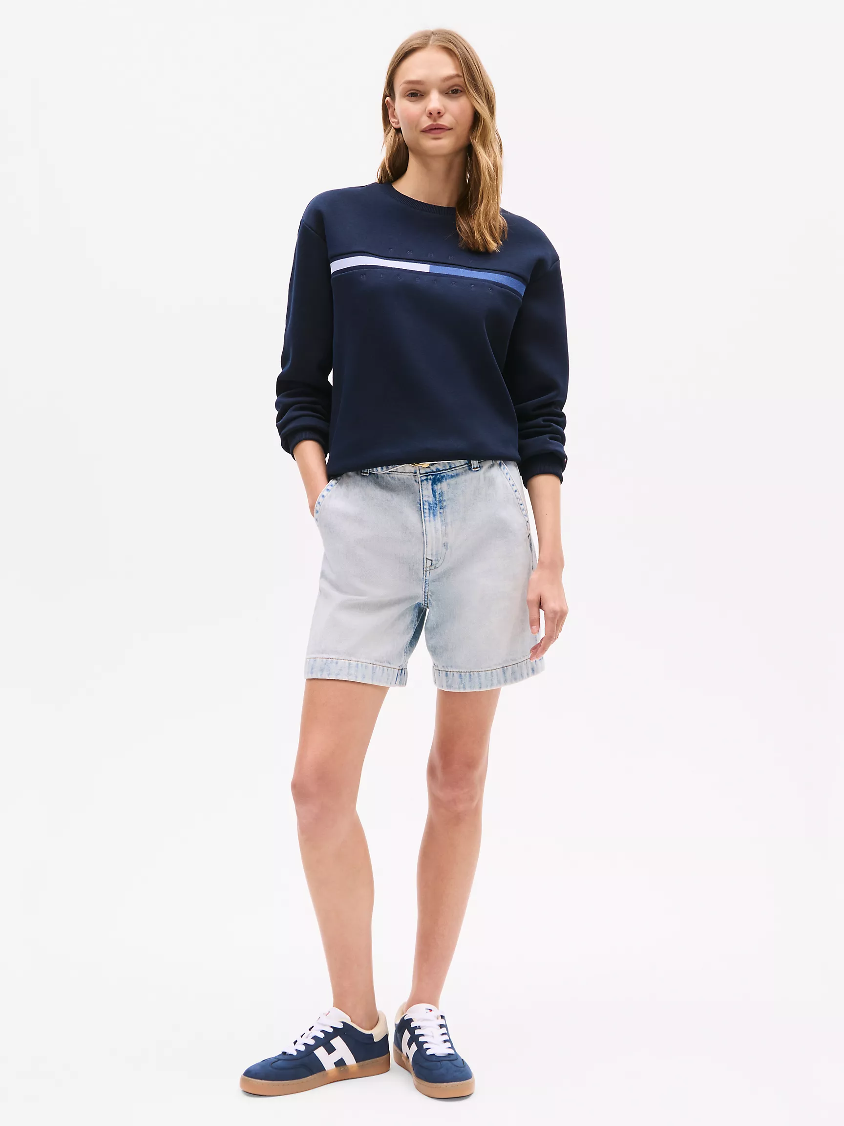 Женская толстовка Tommy Hilfiger, Свитшот с круглым вырезом и логотипом флага