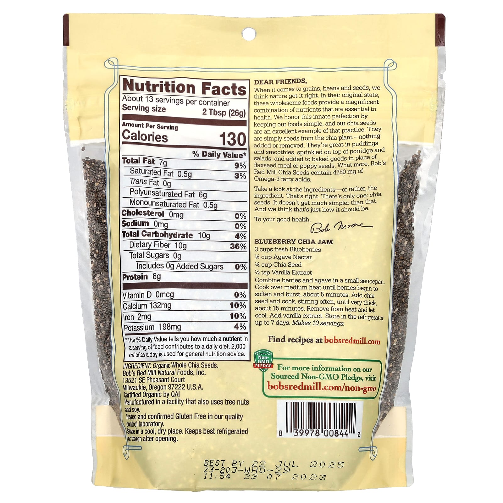 Bob's Red Mill, Органические цельные семена чиа, 340 г (12 унций)