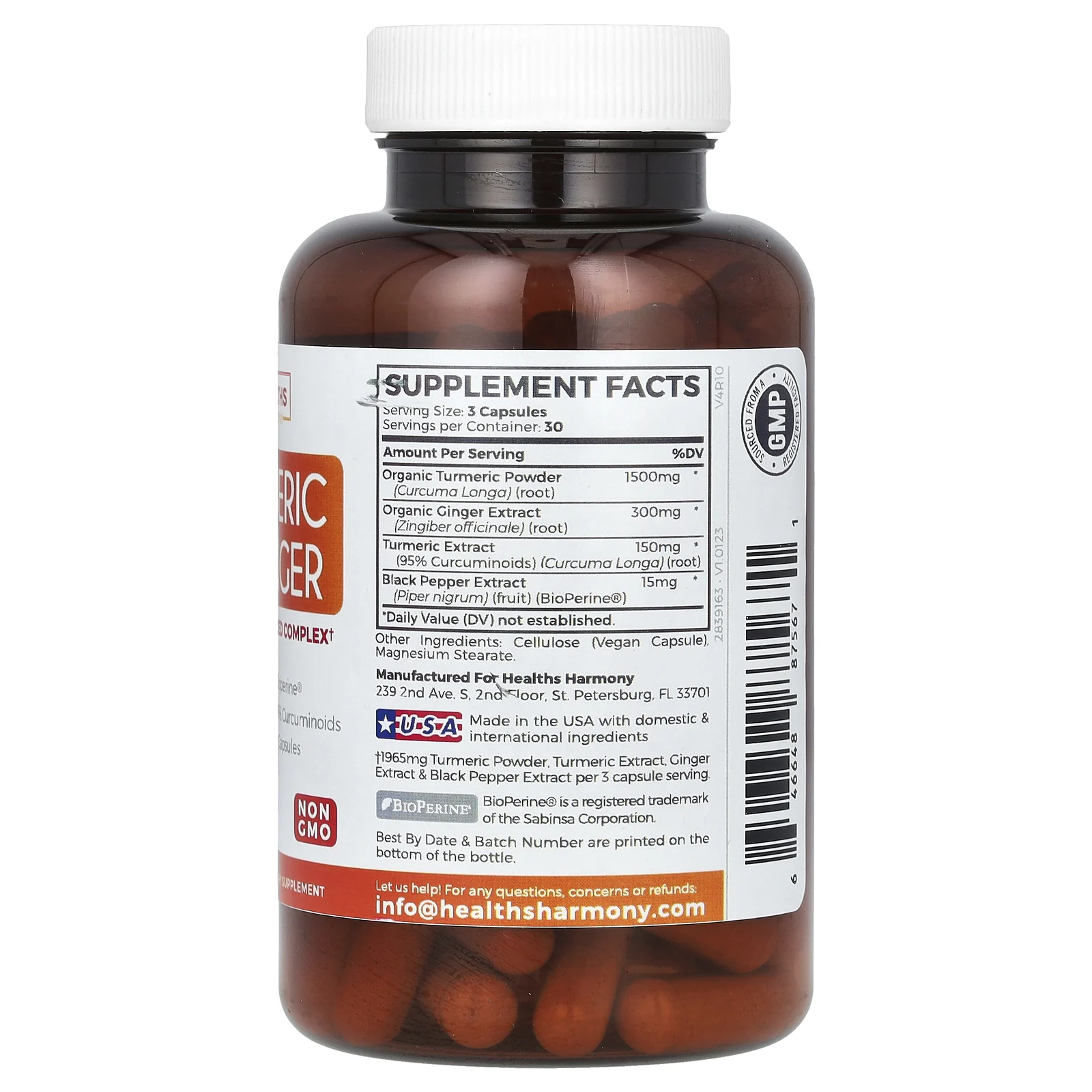 Healths Harmony, куркума и имбирь, 90 капсул