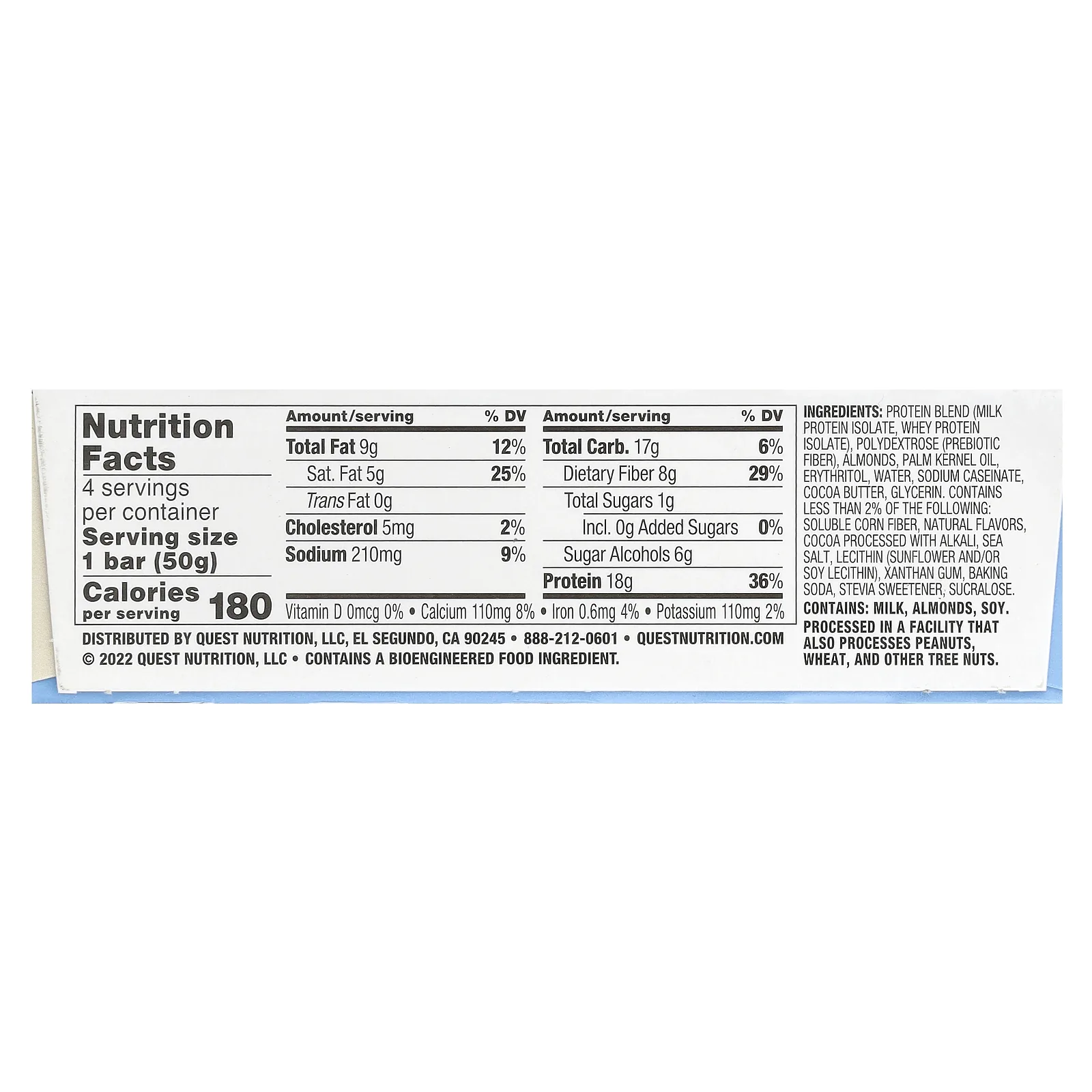 Quest Nutrition, Протеиновый батончик, печенье со сливками, 4 батончика, 50 г (1,76 унции)