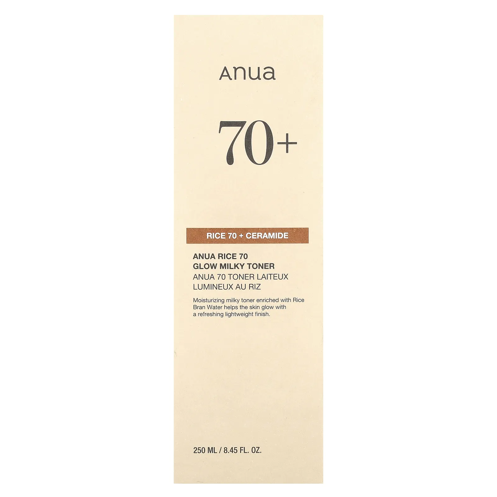 Anua, Rice 70 Glow Milky Toner, 250 мл (8,45 жидк. Унции)
