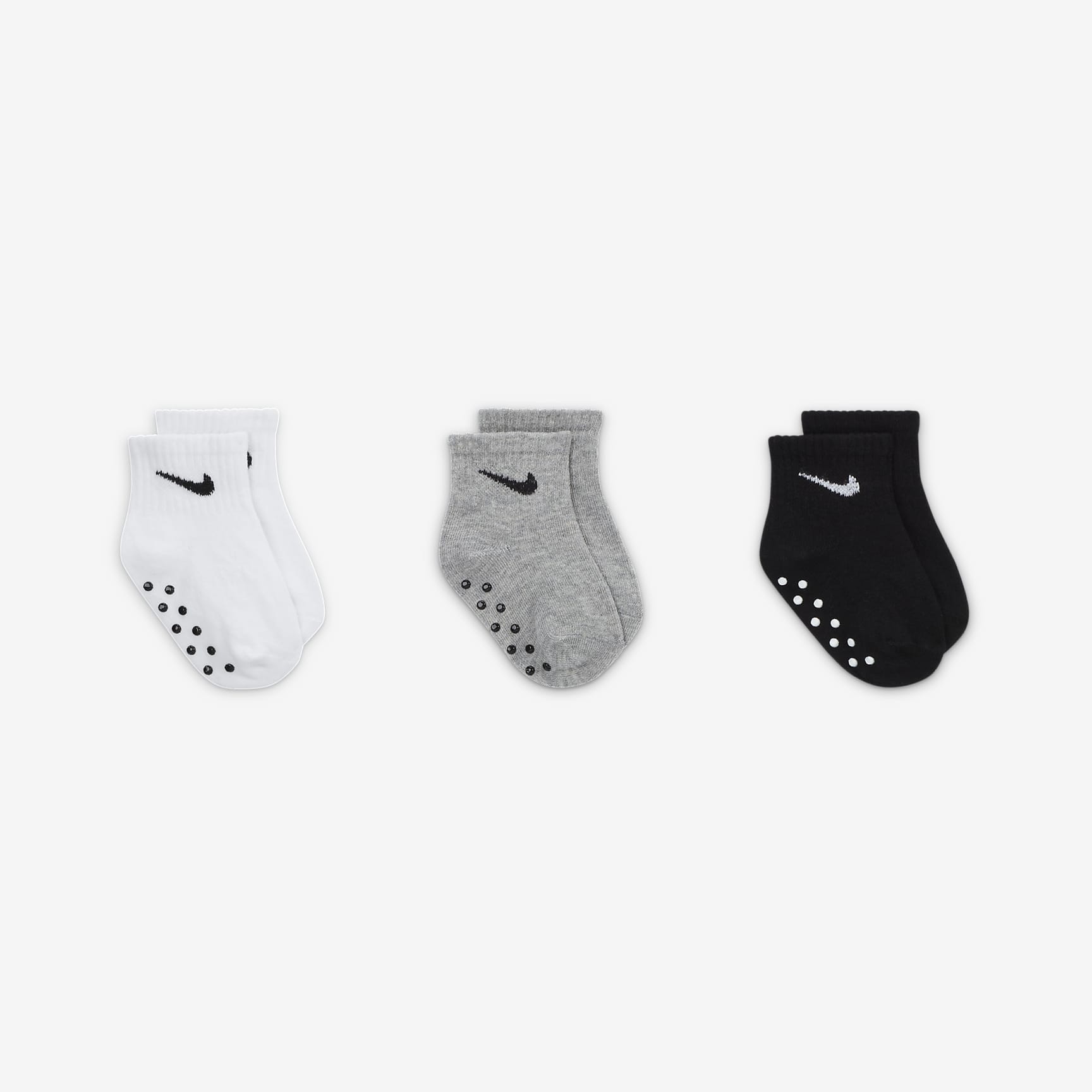 Nike Baby Swoosh Ankle Gripper Socks (3-Pairs)