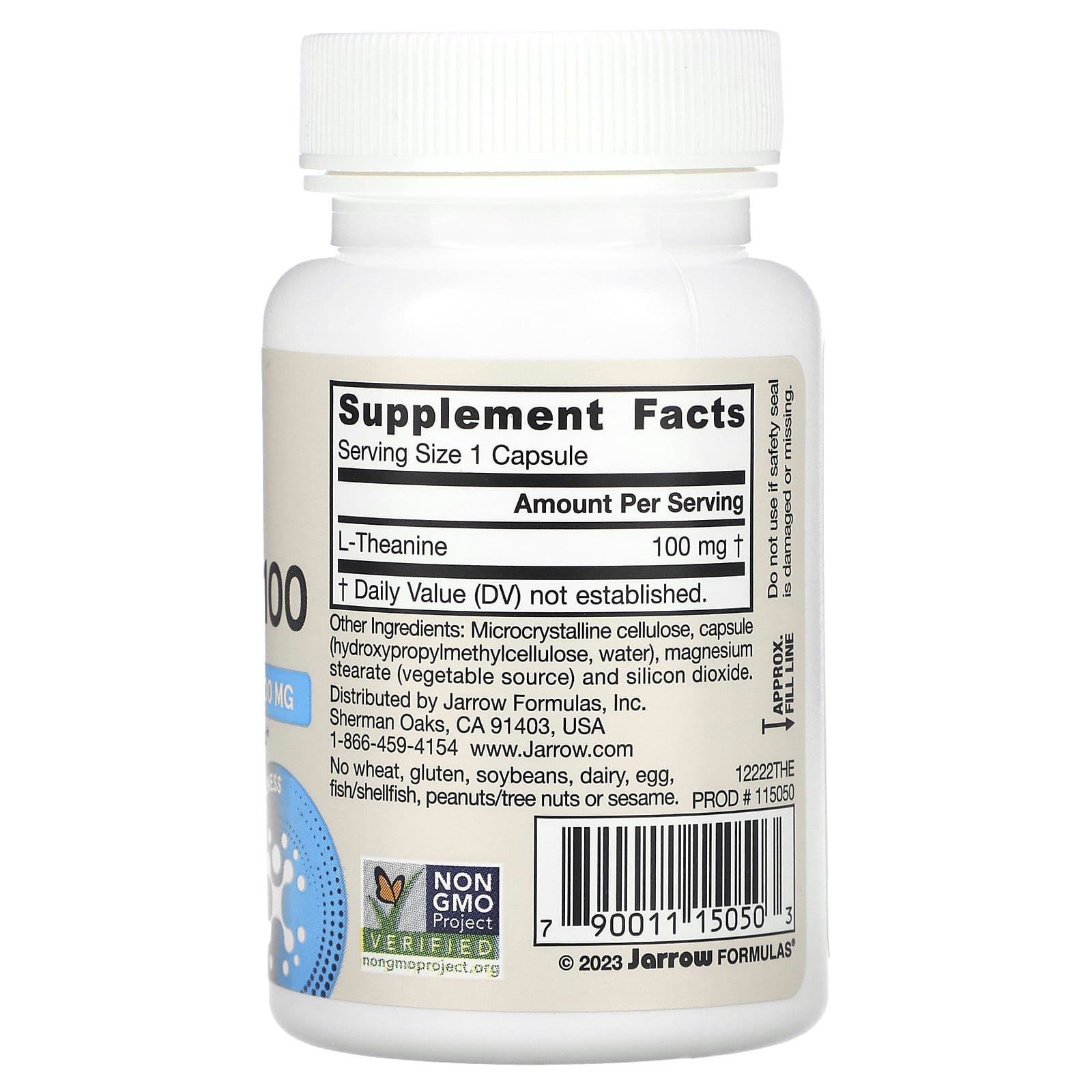 Jarrow Formulas, теанин 100, 100 мг, 60 вегетарианских капсул