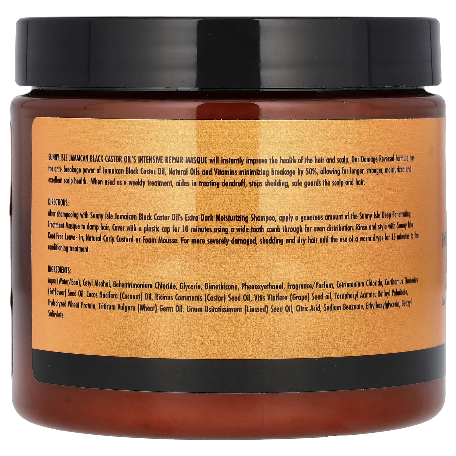 Sunny Isle, Ямайское черное касторовое масло, маска для интенсивного восстановления, 16 жидких унций