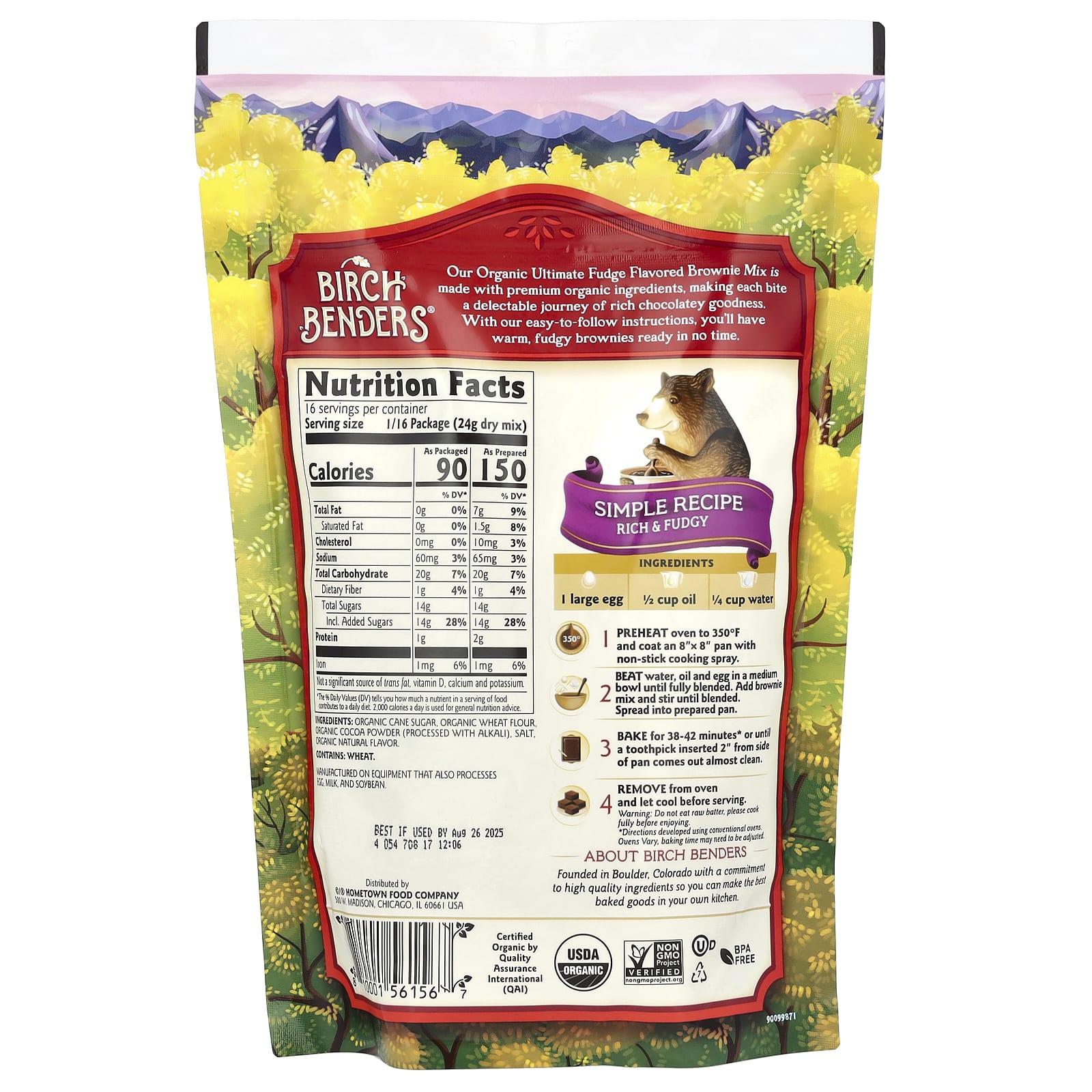 Birch Benders, Brownie Mix, идеальная органическая помадка, 380 г (13,4 унции)