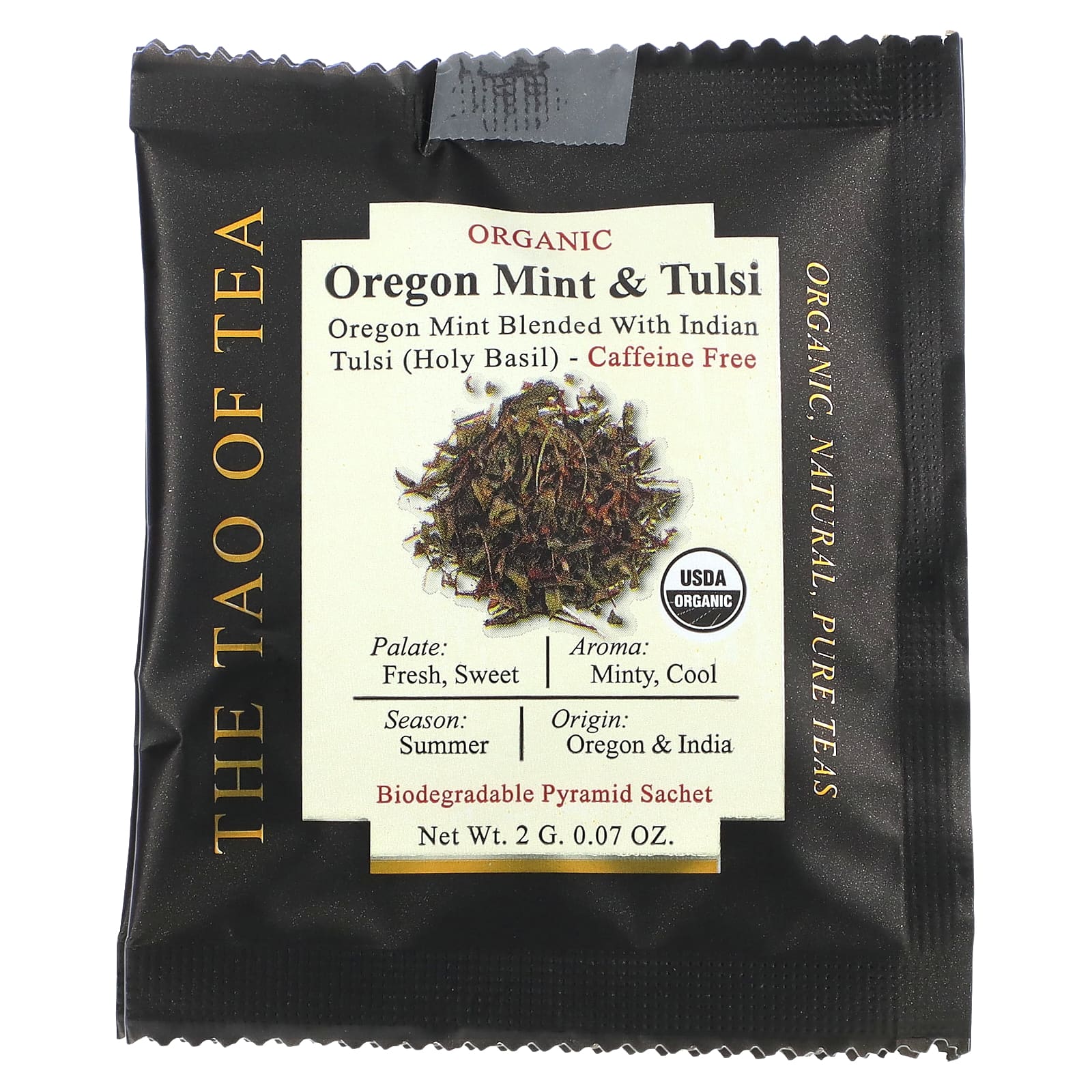 The Tao of Tea, Органическая орегонская мята и чай тулси, без кофеина, 15 пакетиков-пирамидок, 30 г (1,05 унции)