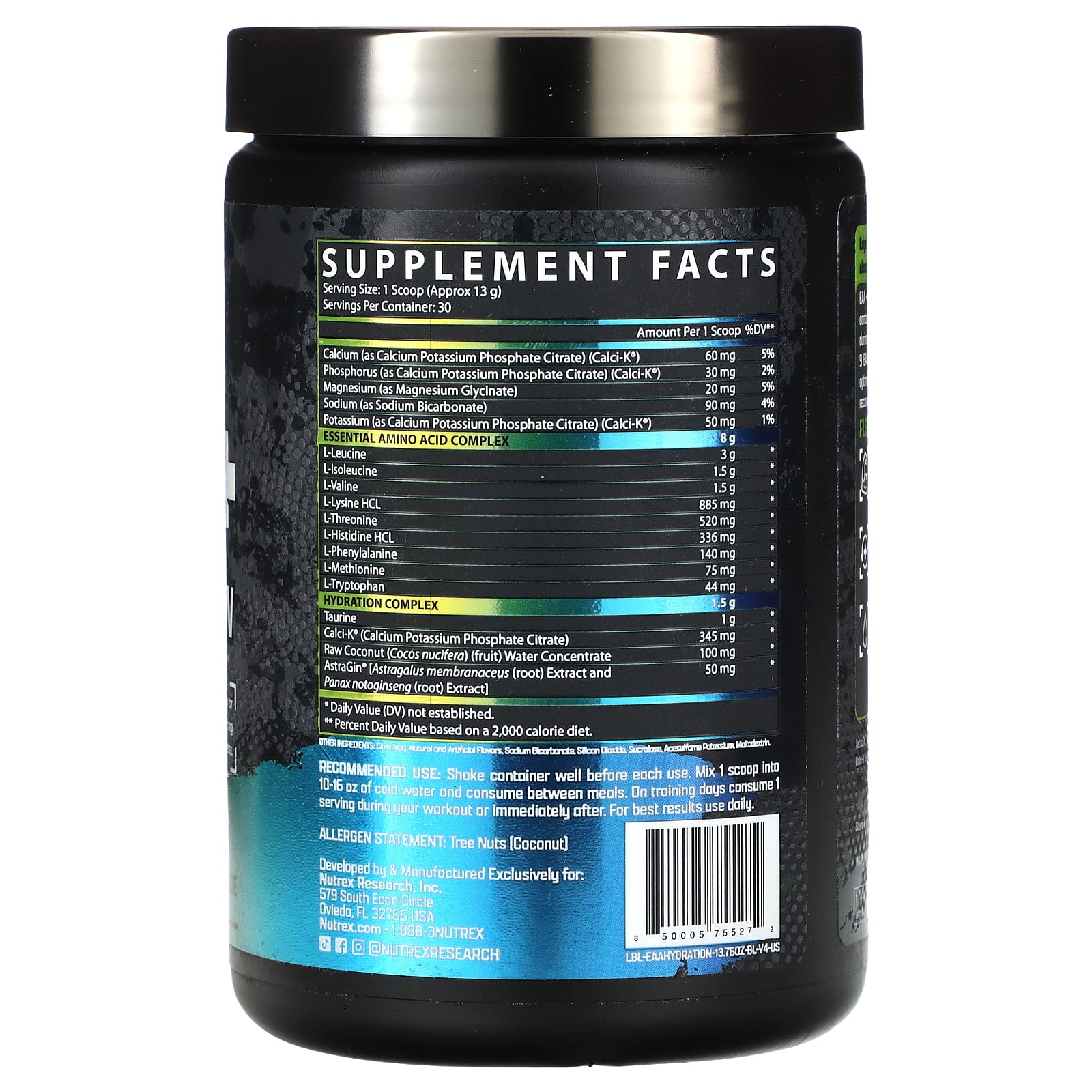 Nutrex Research, EAA+ Hydration, лимонад с голубикой, 390 г (13,76 унции)