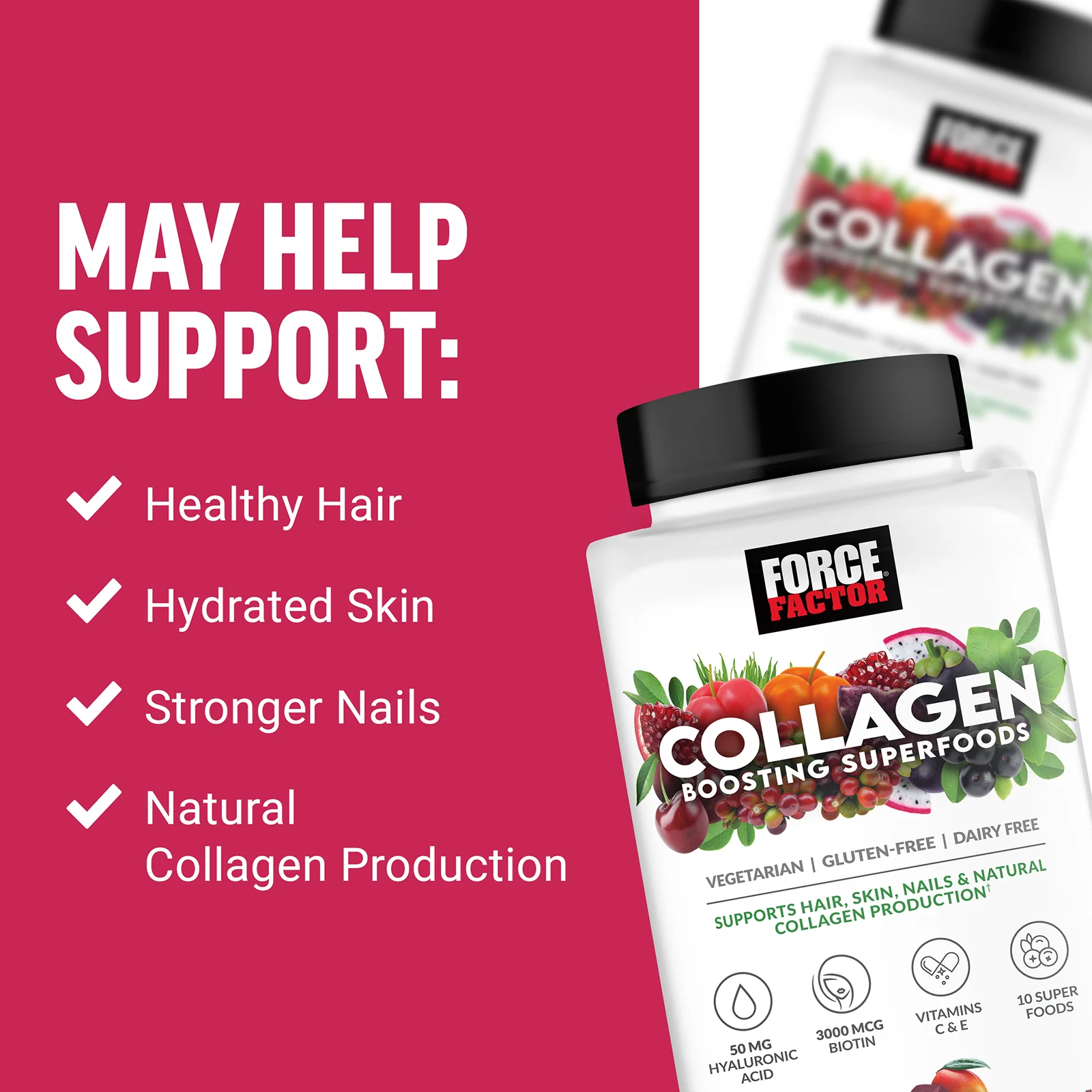 Force Factor, Суперфуды, повышающие уровень коллагена, тропические фрукты, 60 мягких жевательных таблеток