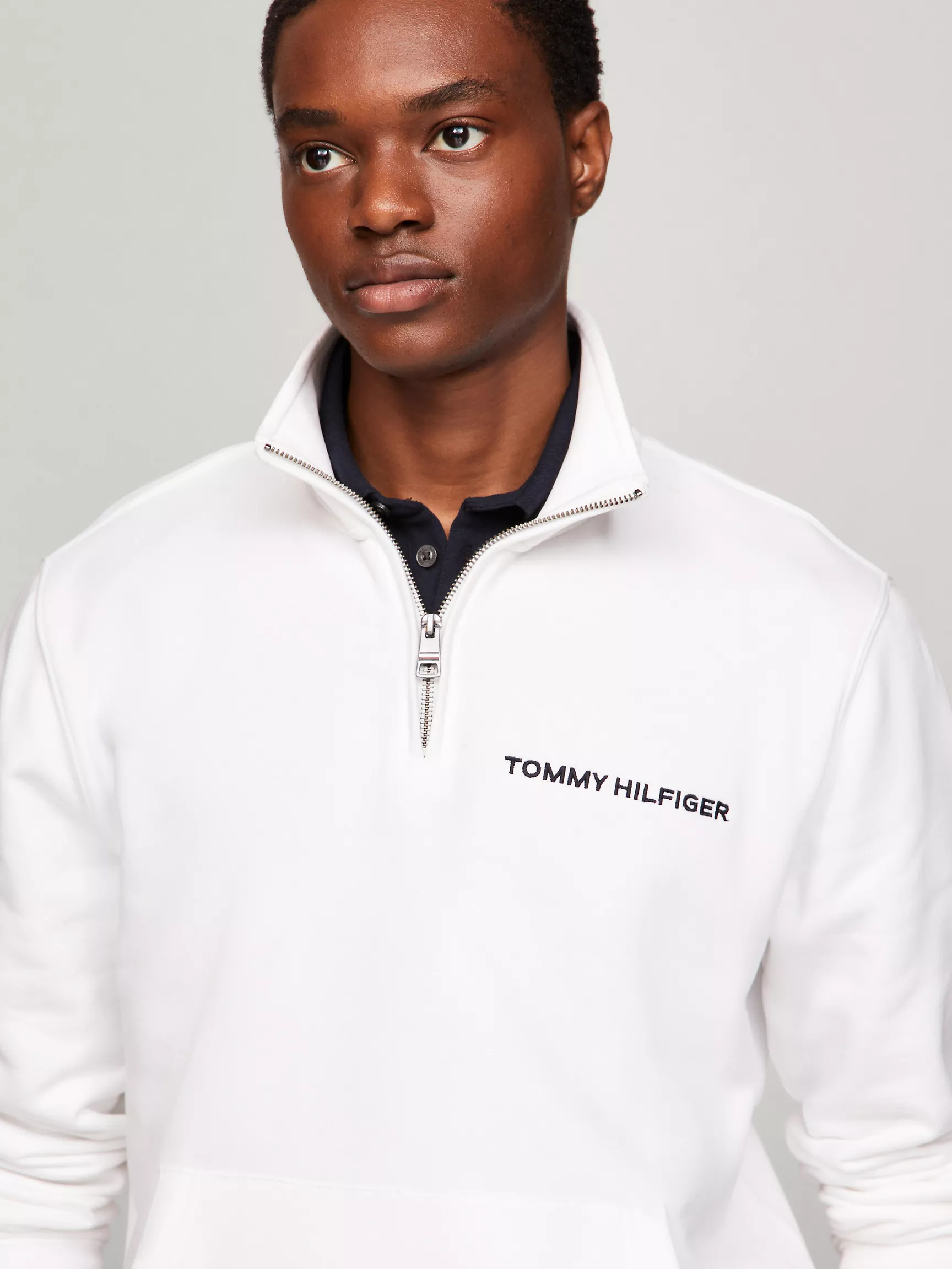 Мужская толстовка Tommy Hilfiger, Свитшот на половинной молнии с вышитым логотипом