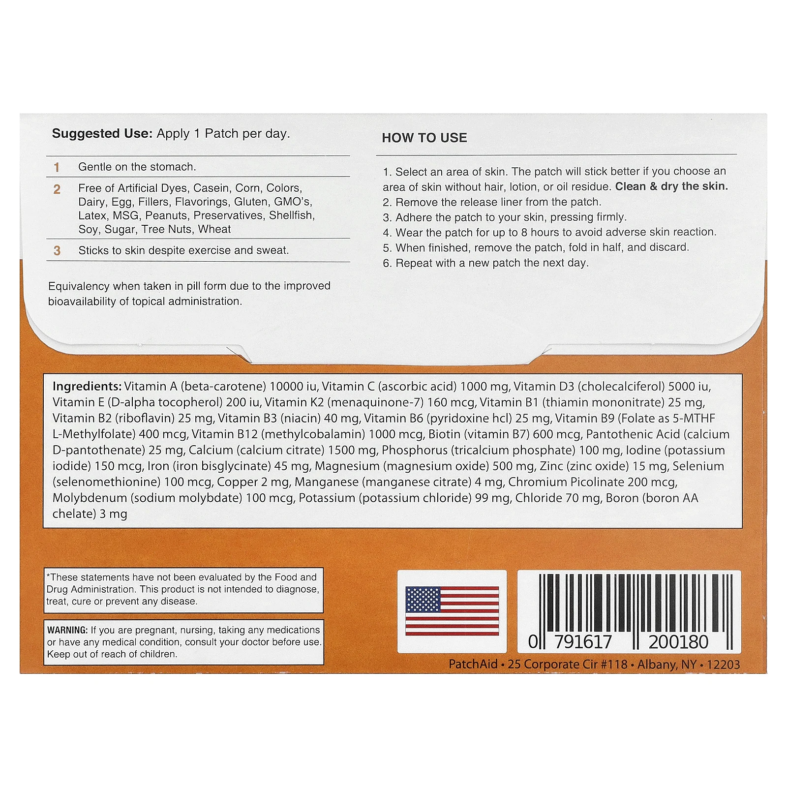 PatchAid, мультивитаминный патч, 30 патчей