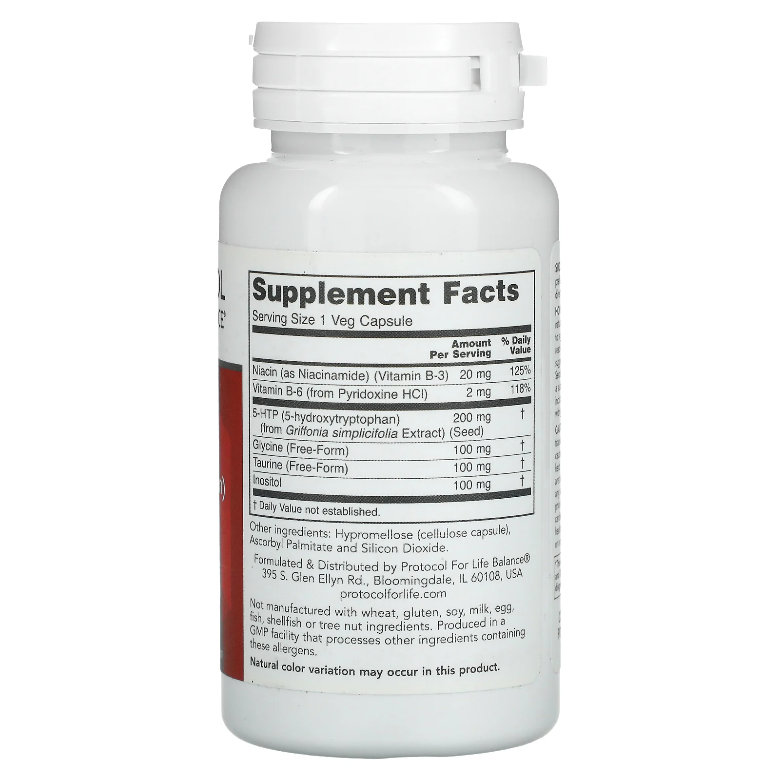 Protocol for Life Balance, 5-гидрокситриптофан (5-HTP), 200 мг, 60 вегетарианских капсул