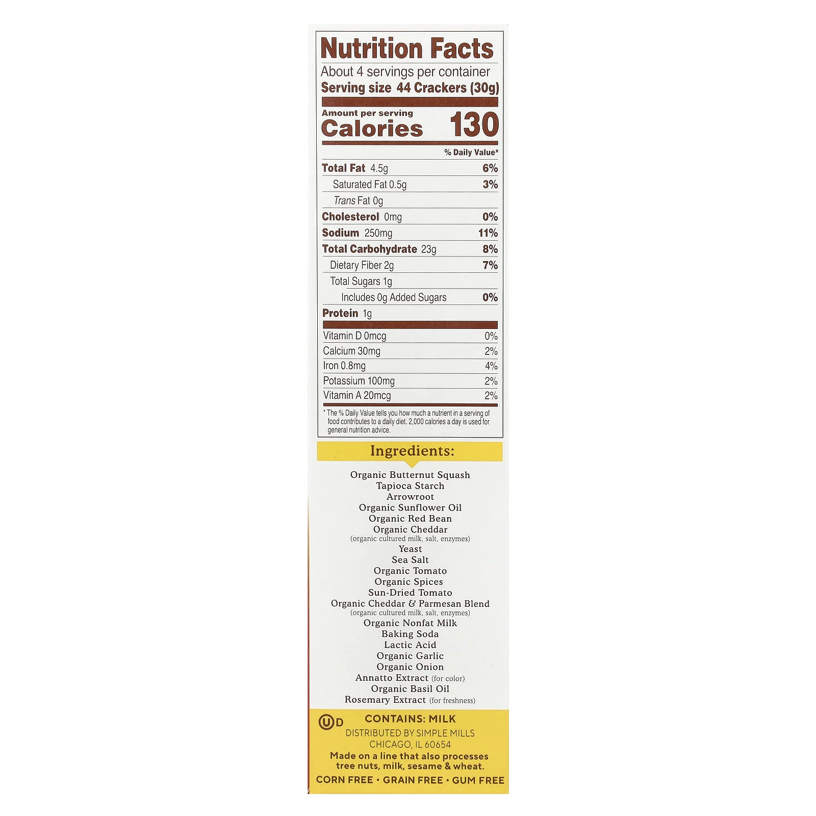 Simple Mills, Pop Mmms, запеченные крекеры, со вкусом пиццы, 113 г (4 унции)