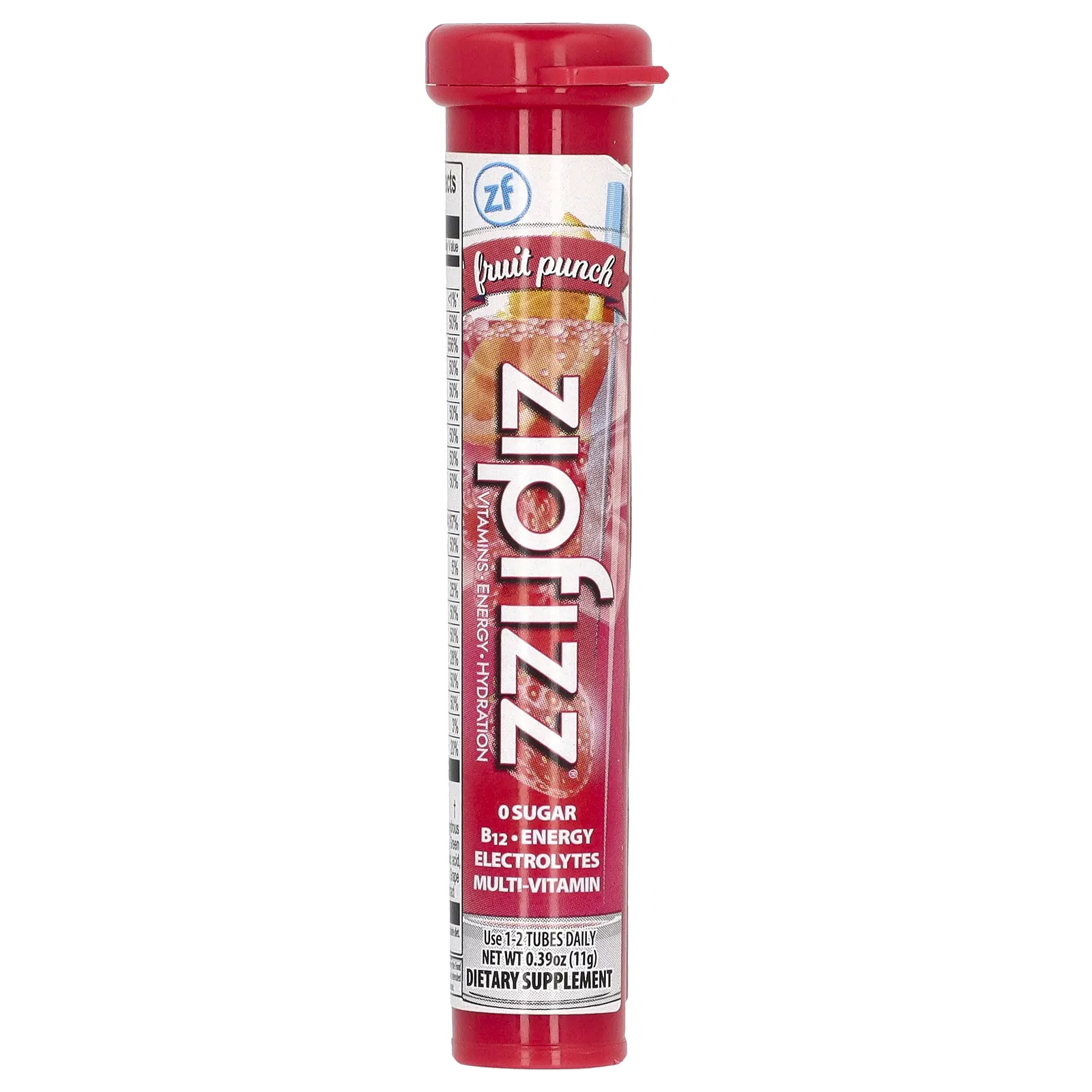 Zipfizz, Энергетическая смесь для здоровых видов спорта с витамином B12, фруктовый пунш, 20 тюбиков по 11 г (0,39 унции)