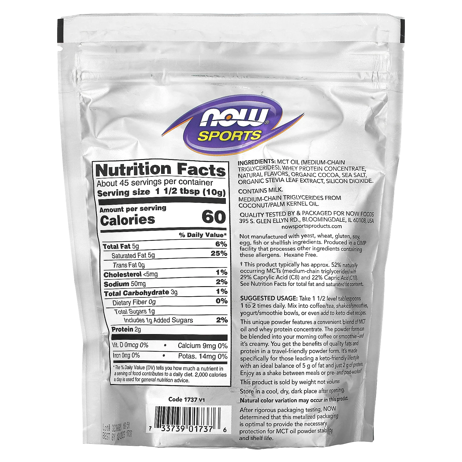 NOW Foods, Sports, порошок MCT с сывороточным протеином, шоколадный мокко, 454 г (1 фунт)