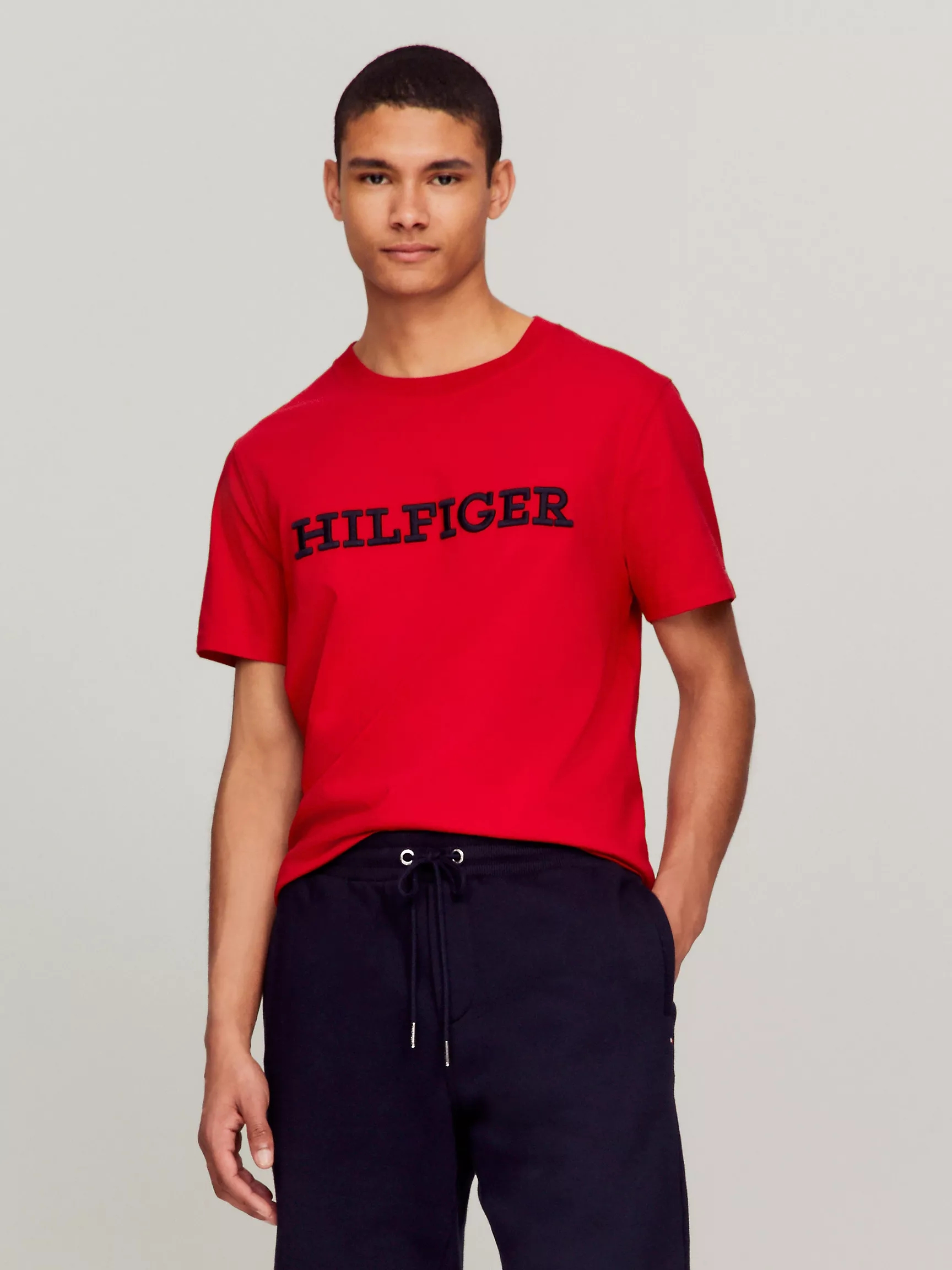 Мужская футболка Tommy Hilfiger, Футболка с вышитым монограммным логотипом