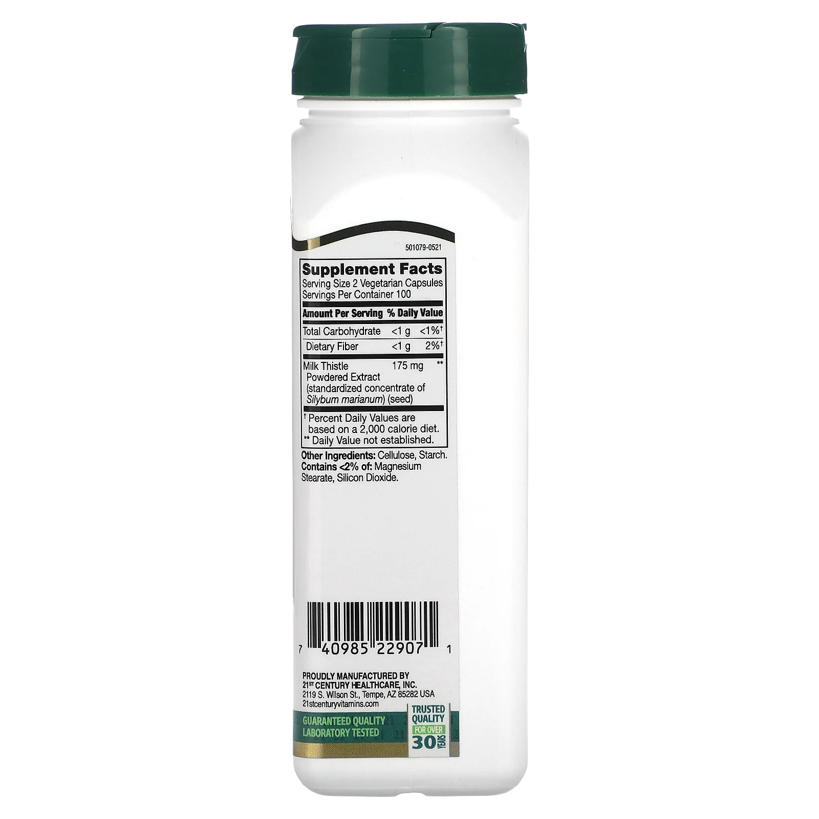 21st Century, Экстракт расторопши, стандартизованный, 200 растительных капсул