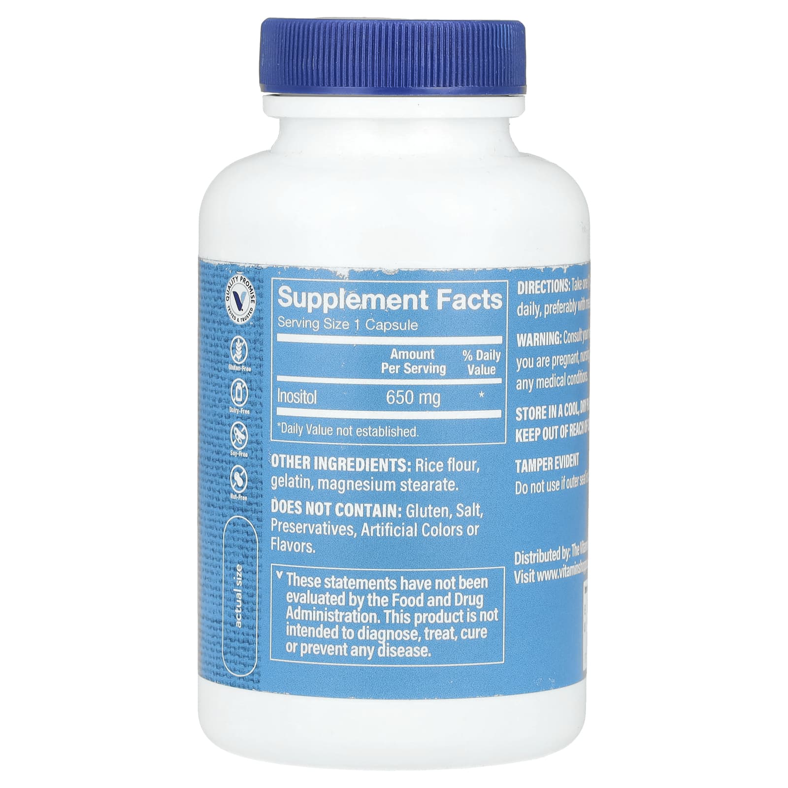 The Vitamin Shoppe, Инозитол, 650 мг, 100 капсул