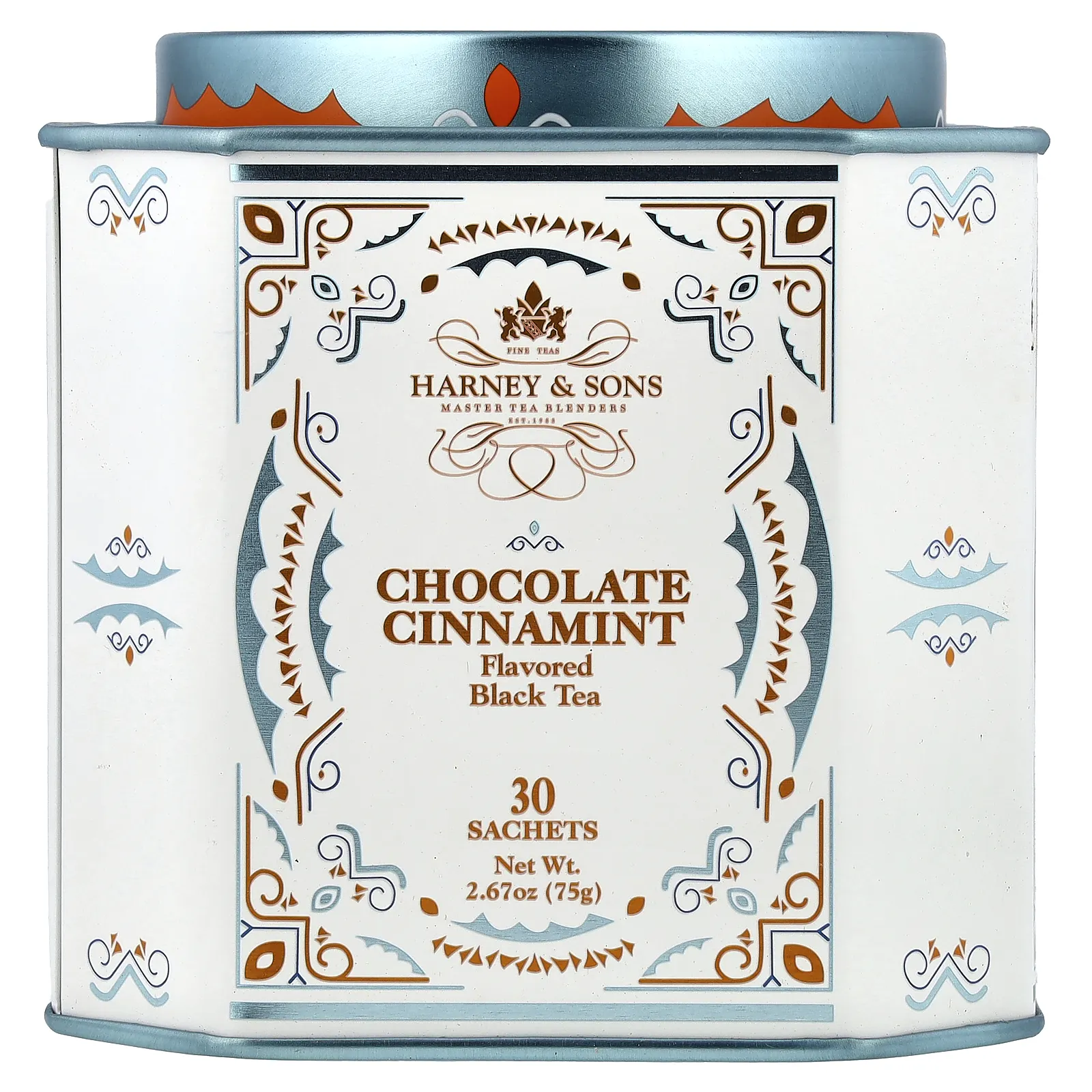 Harney & Sons, черный чай, шоколад и корица, 30 пакетиков, 75 г (2,67 унции)