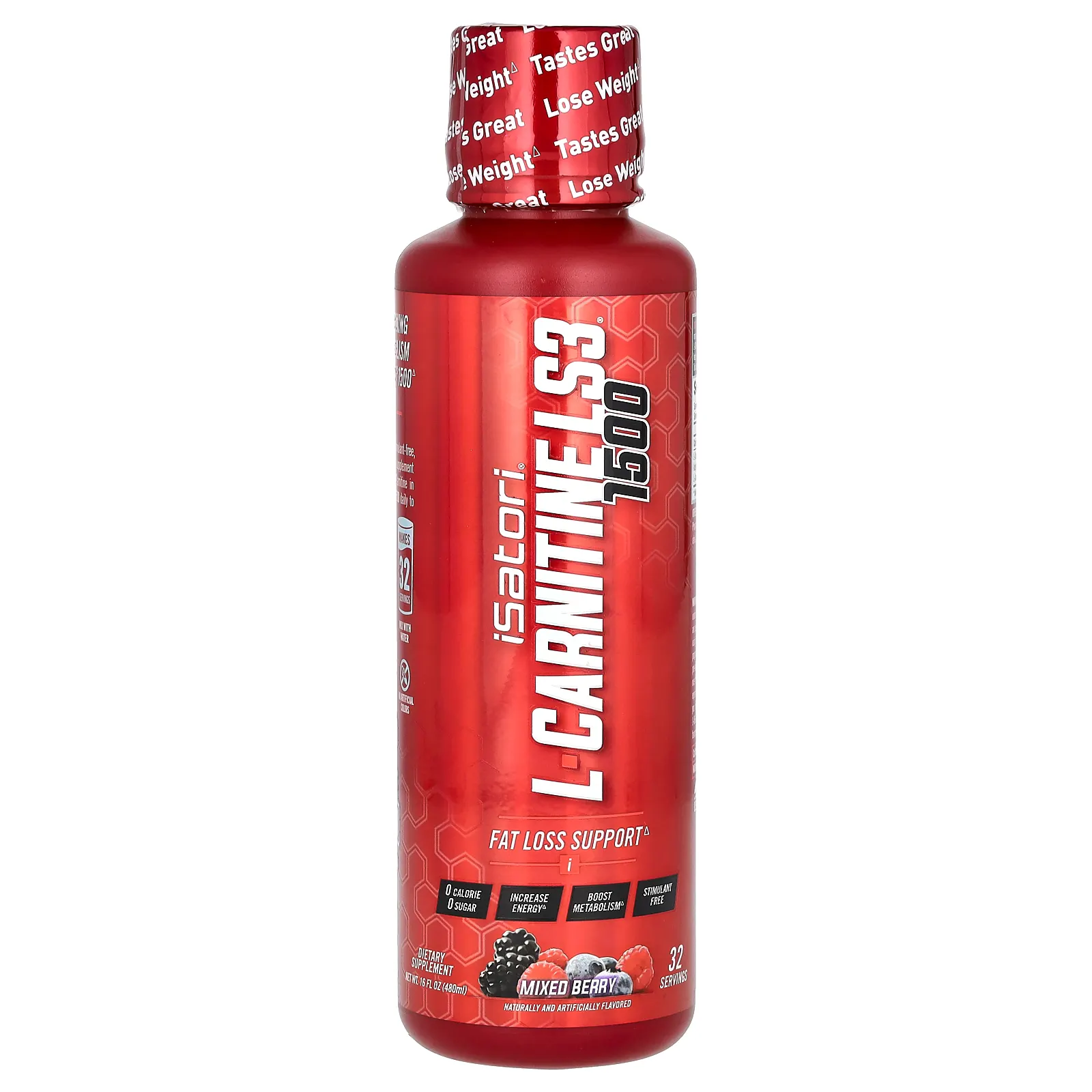 Isatori, L-карнитин LS3 1500, ягодное ассорти, 480 мл (16 жидк. унций)