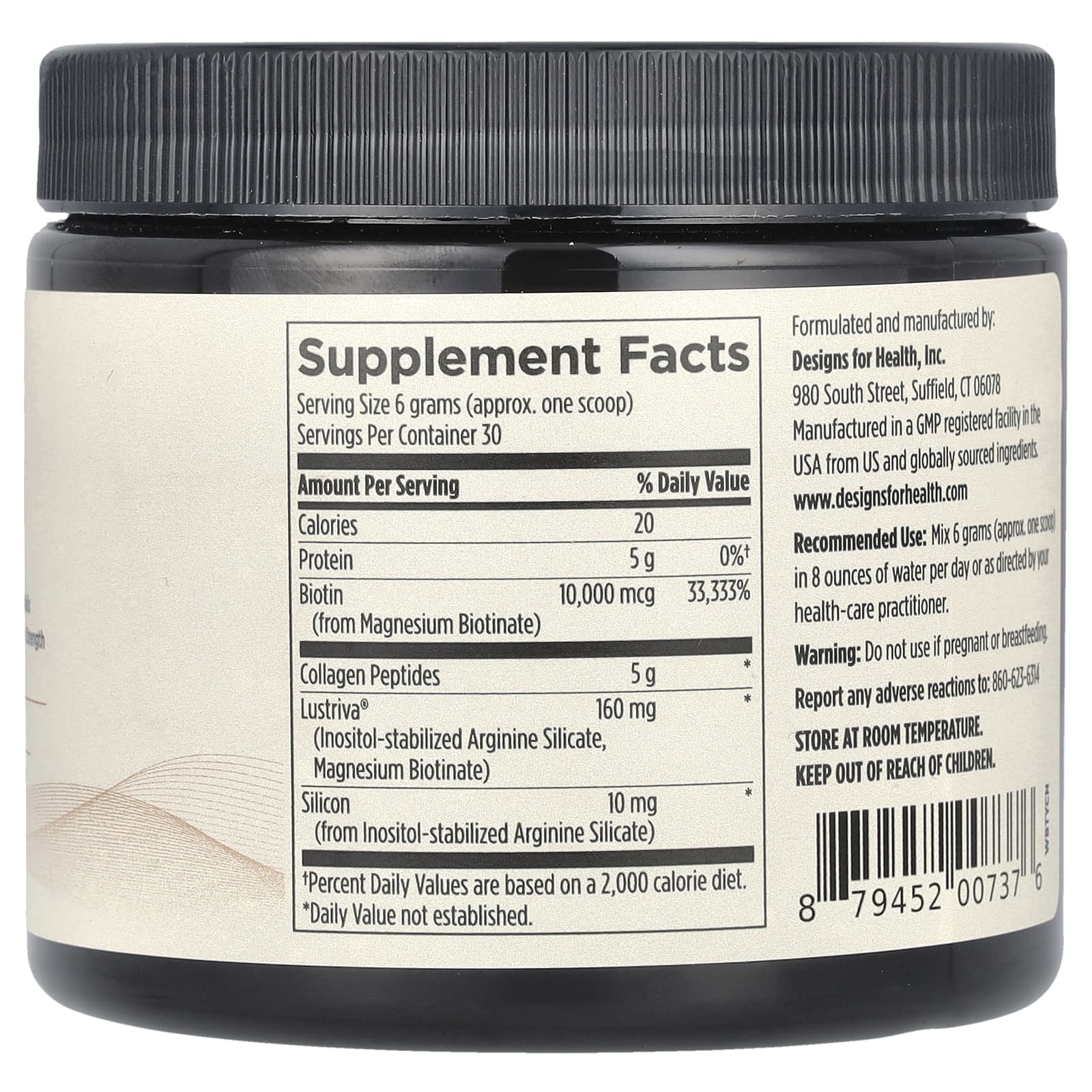 Designs For Health, Whole Beauty Collagen™, Unflavored, 6.3 oz (180 g)