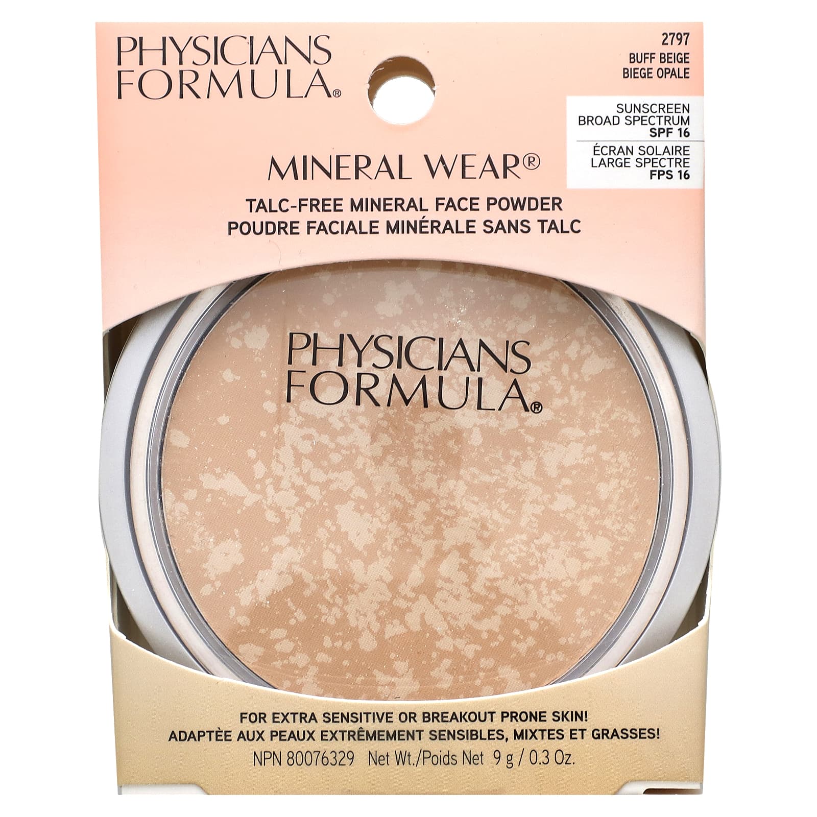Physicians Formula, Mineral Wear, пудра для лица, SPF 16, бежевый, 9 г (0,3 унции)