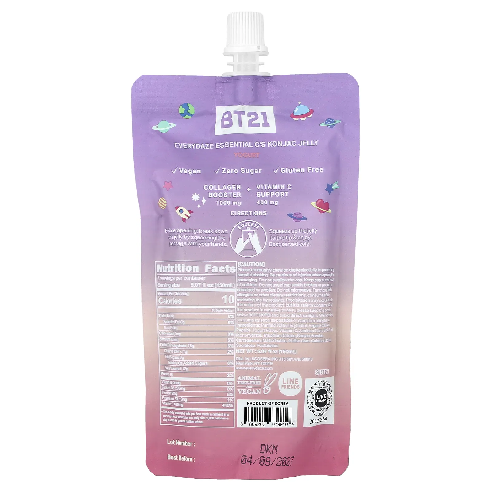 Everydaze, Essential C's Konjac Jelly, йогурт, 150 мл (5,07 жидк. унц.)