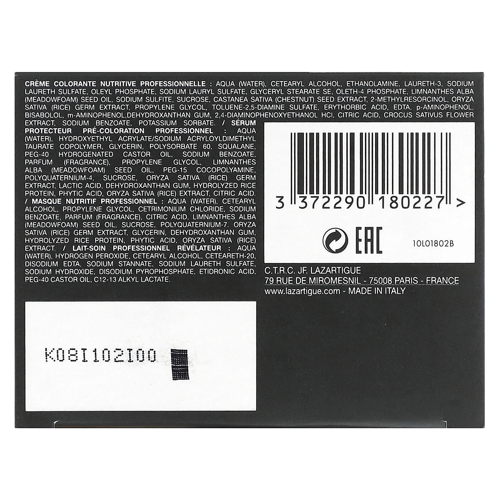 Lazartigue, Стойкая краска для волос с растительным экстрактом, 8.00 светло-русый``, 1 нанесение