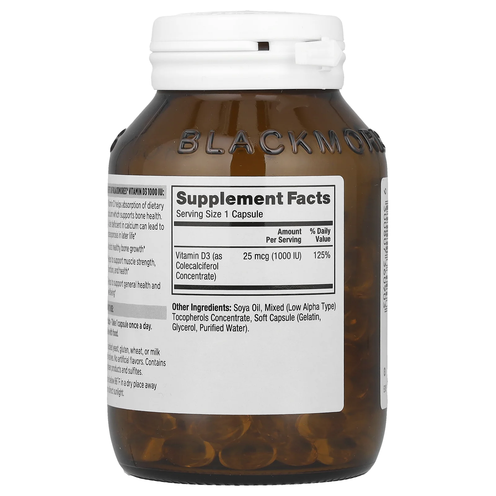 Blackmores, Витамин D3, 25 мкг (1000 МЕ), 200 капсул