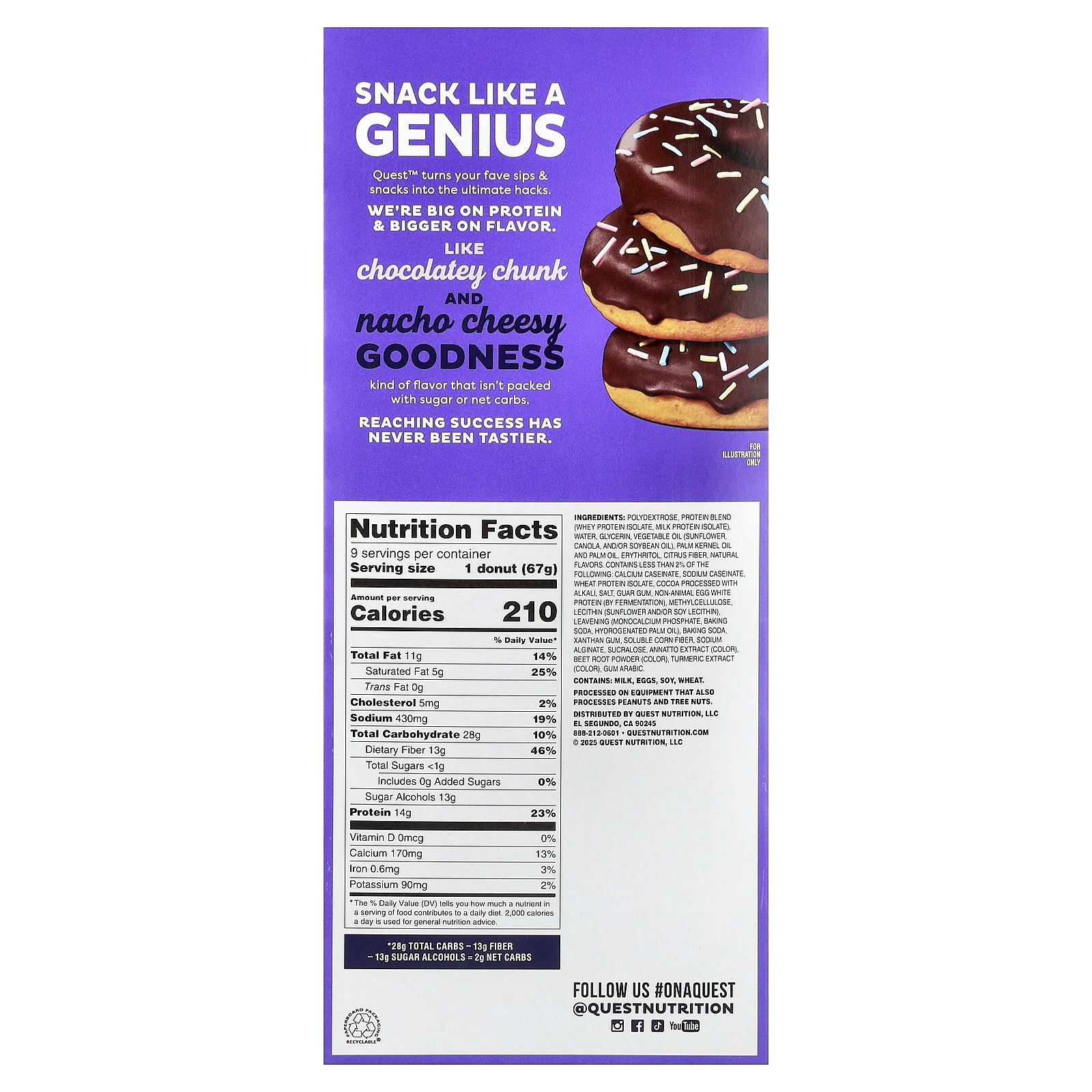 Quest Nutrition, Bake Shop Donuts, пончики для выпечки, в шоколадной глазури, 9 пончиков по 67 г (2,36 унции)