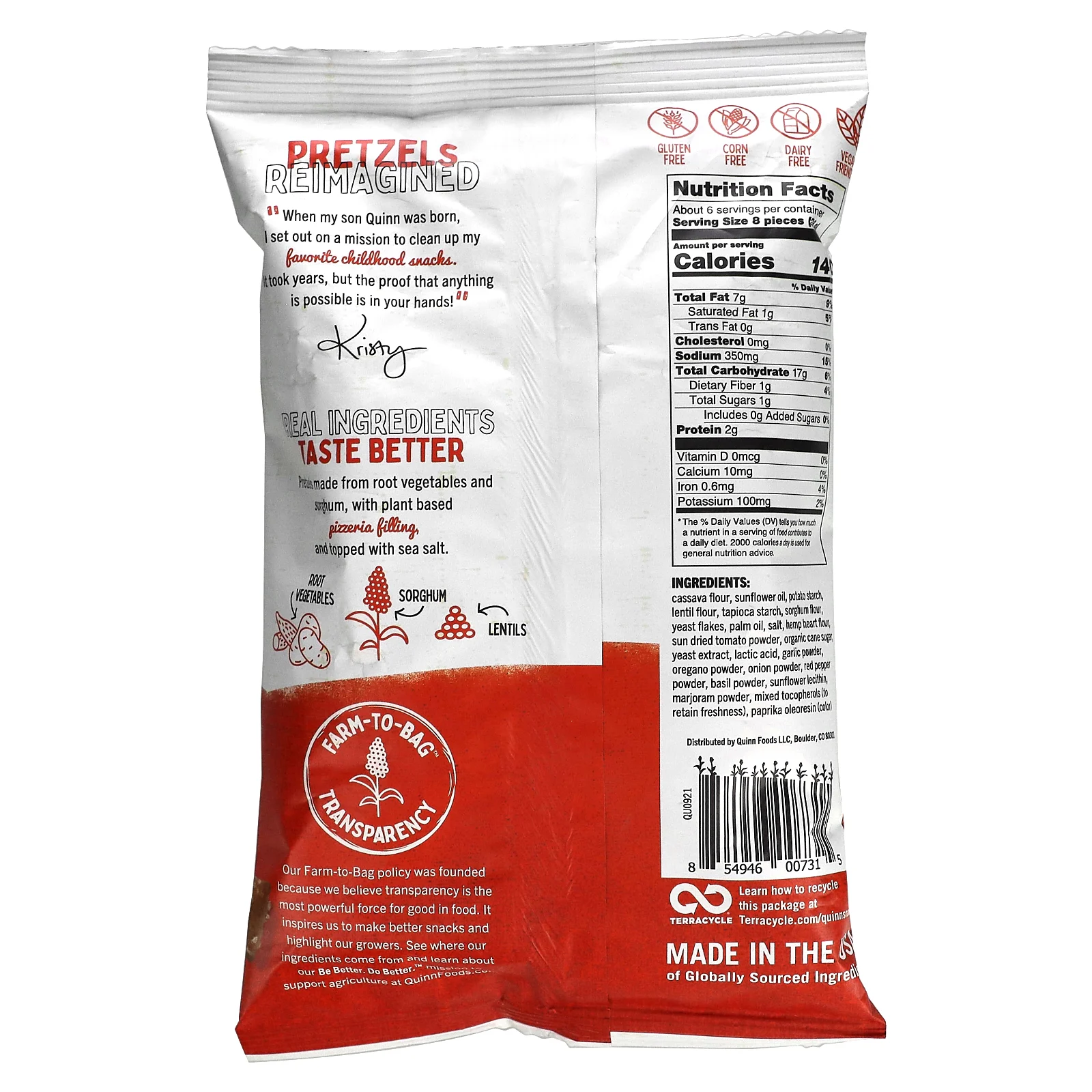 Quinn Snacks, Наггетсы с кренделем, на растительной основе, пицца с сыром, 164 г (5,8 унции)