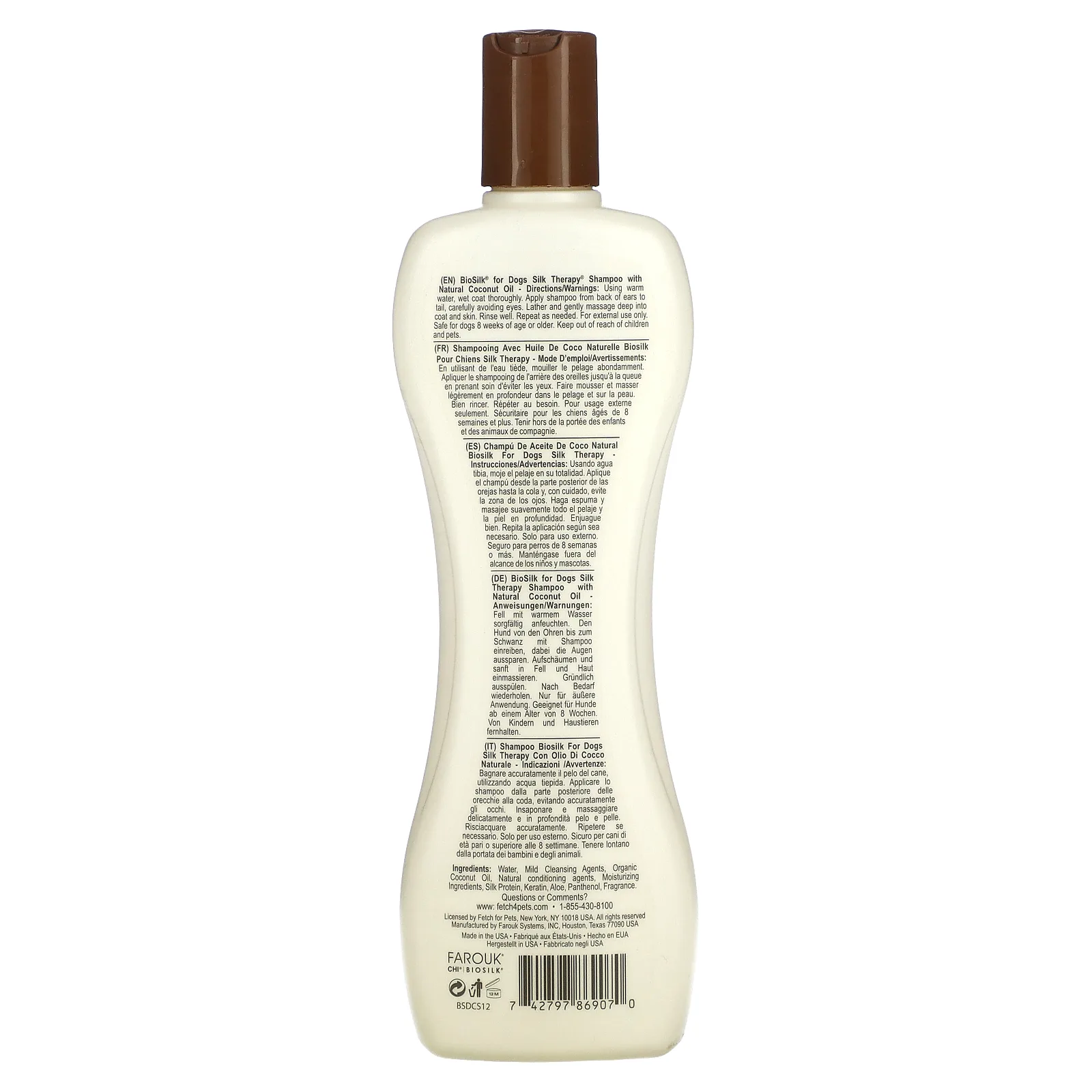 Biosilk, Silky Therapy с натуральным шампунем с кокосовым маслом, для собак, 355 мл (12 жидк. Унций)