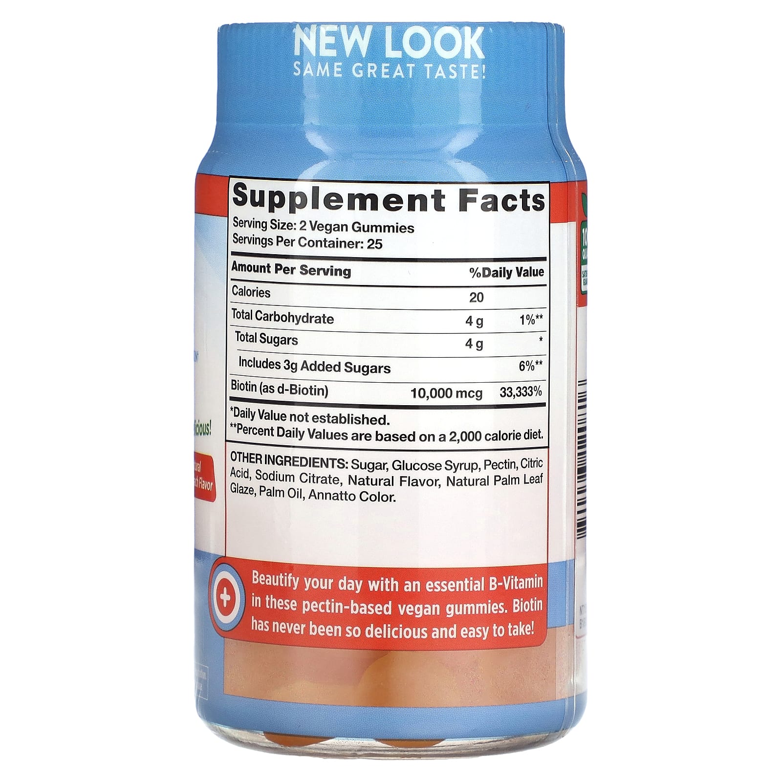 Nature's Truth, биотин, натуральный персик, 10 000 мкг, 50 веганских жевательных мармеладок (5000 мкг в одной жевательной таблетке)