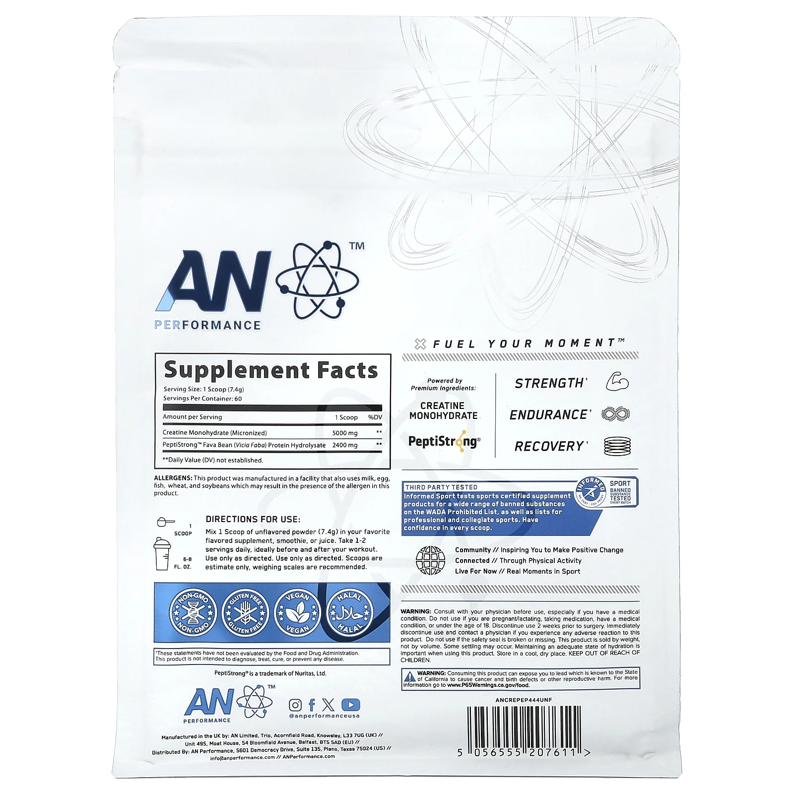 ABE, Креатин + пептид, без добавок, 444 г (15,66 унции)