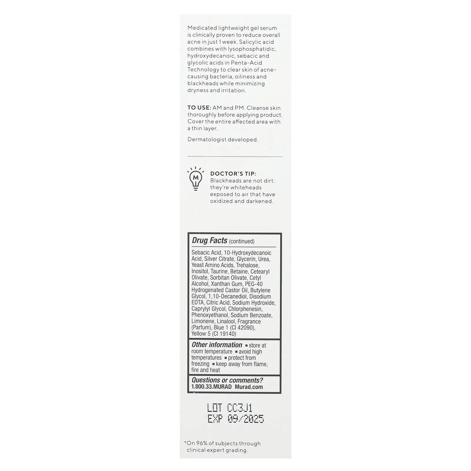 Murad, Acne Control, Outsmart, очищающее средство от акне, 50 мл (1,7 жидк. Унции)