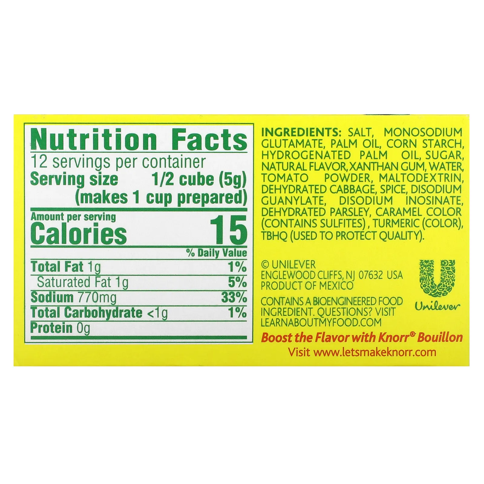 Knorr, вегетарианский овощной бульон, 6 очень больших кубиков, 60 г (2,1 унции)
