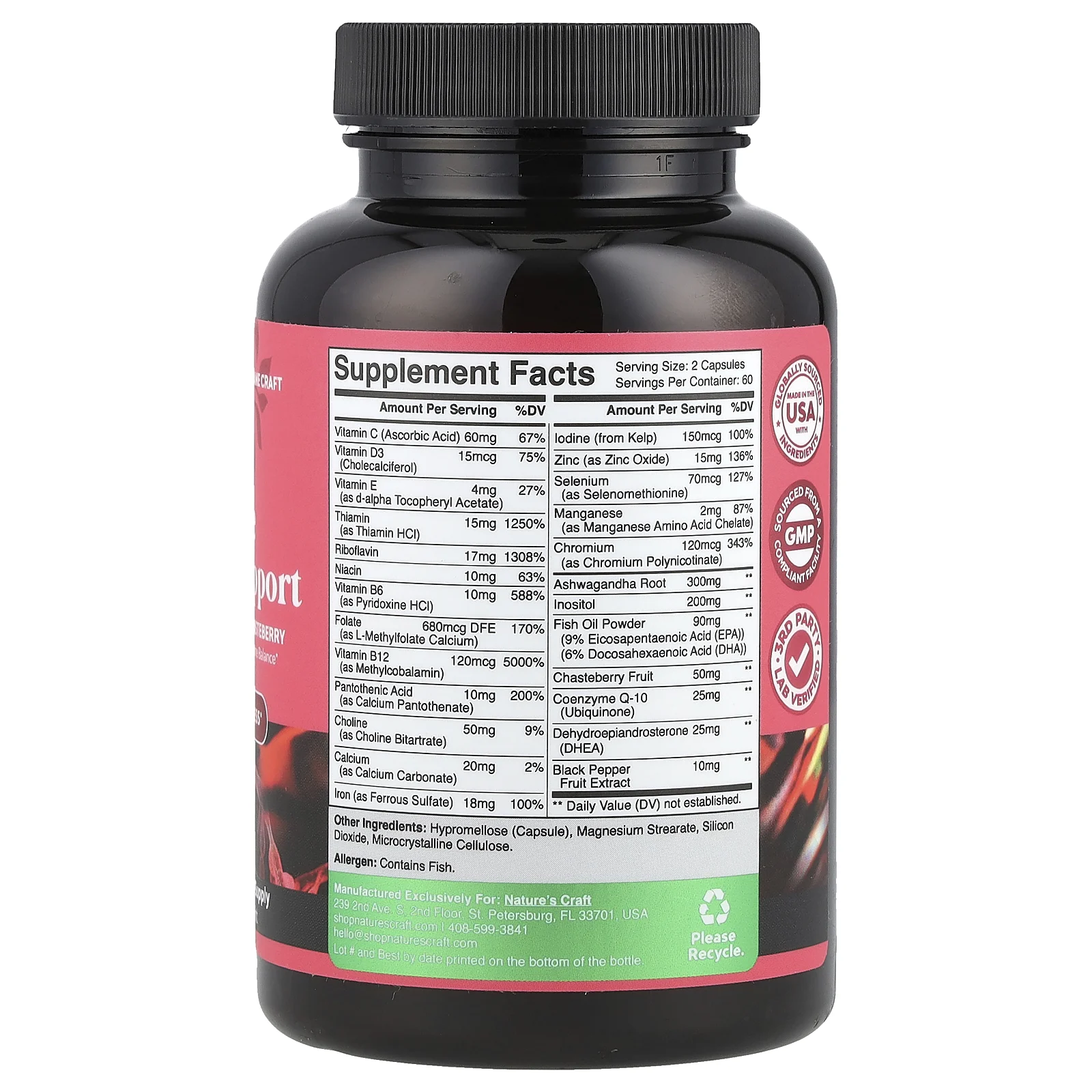 Nature's Craft, Women's Wellness, поддержка фертильности для женщин с фолатом, коэнзимом Q10 и витрином, 120 капсул