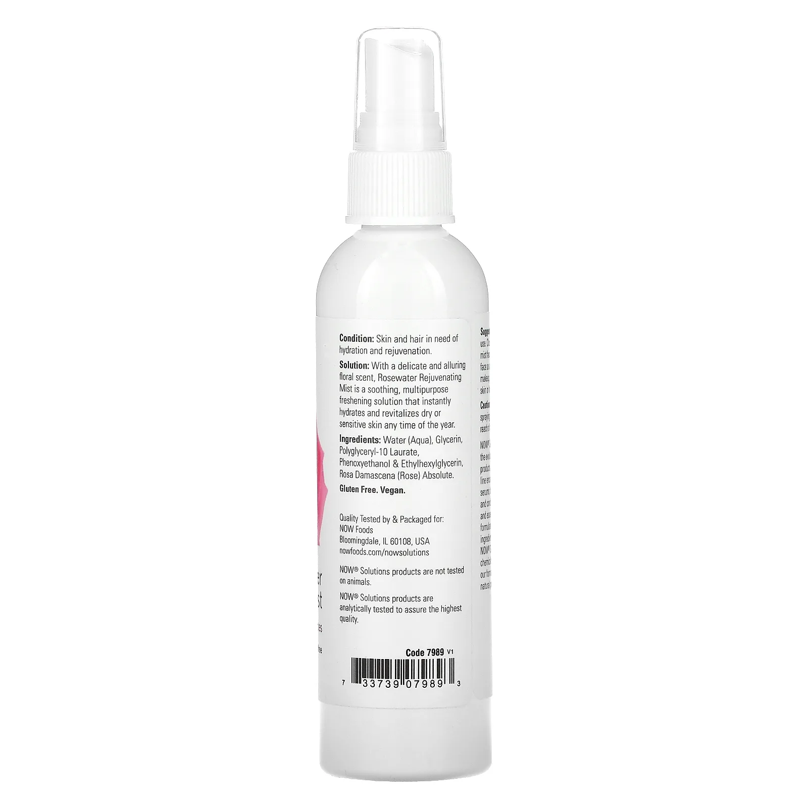 NOW Foods, Solutions, восстанавливающий спрей с розовой водой, 118 мл (4 жидк. унции)