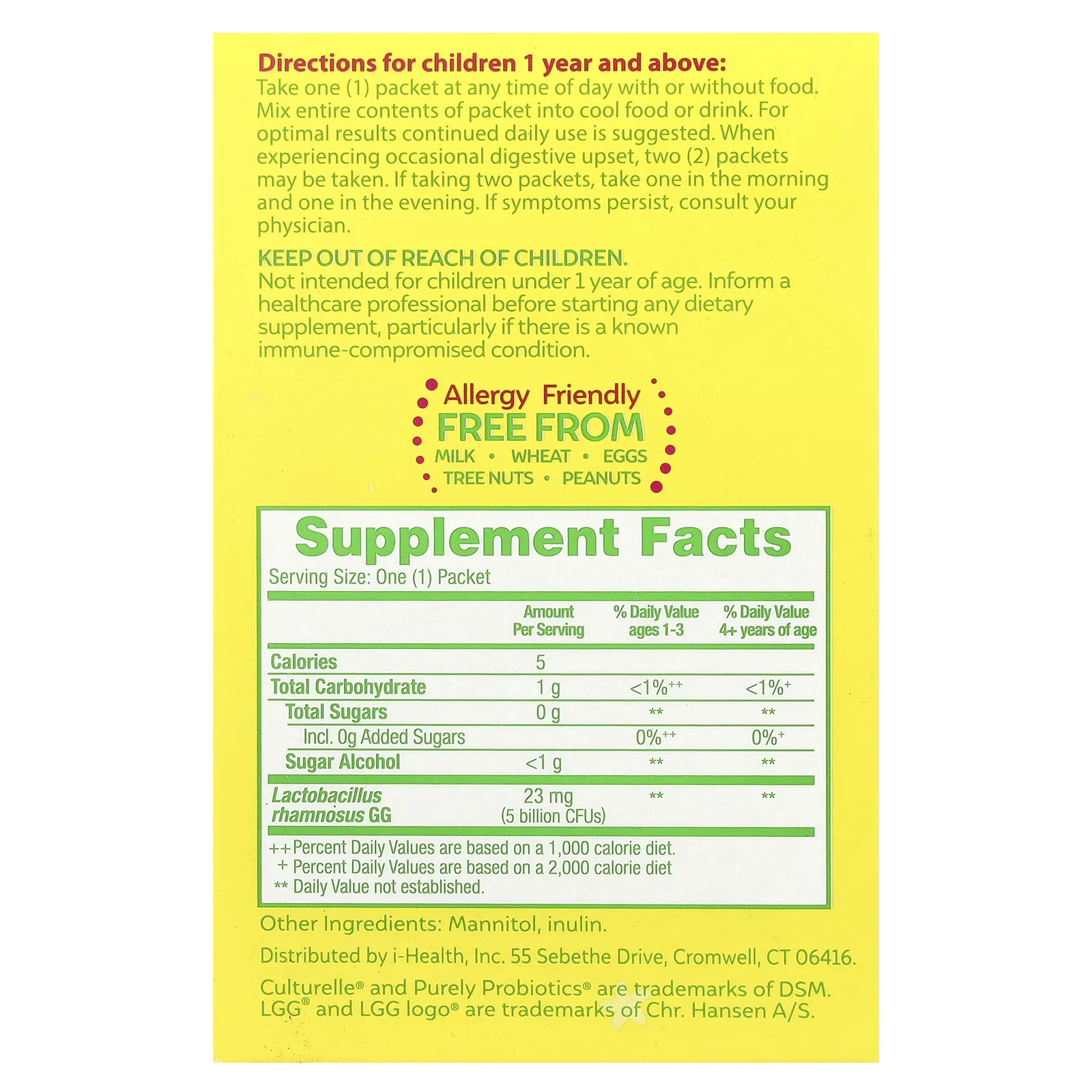 Culturelle, Kids, чистые пробиотики, от 1 года, без ароматизаторов, 50 порционных пакетиков