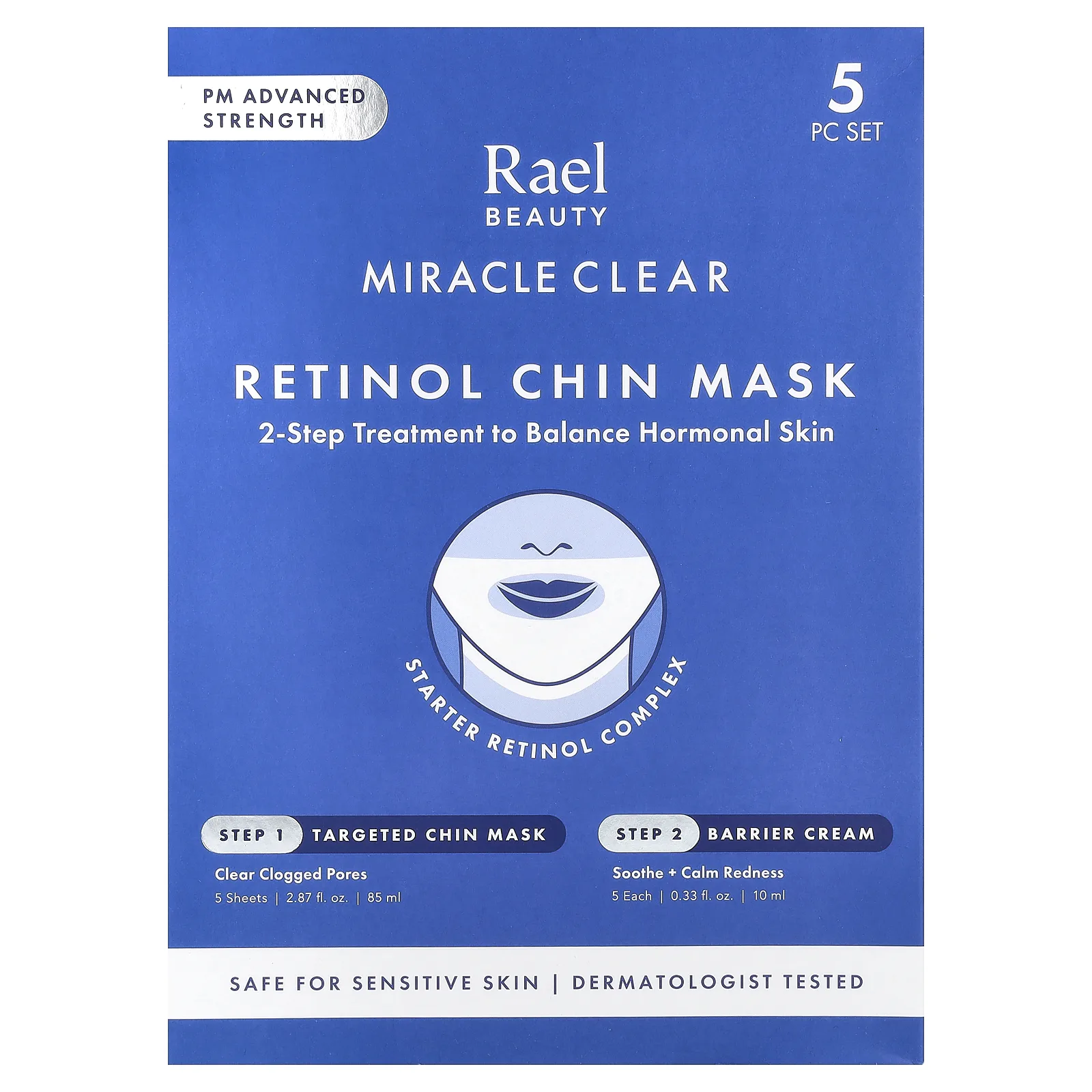 Rael, Miracle Clear, косметическая маска для подбородка с ретинолом, барьерный крем, набор из 10 предметов