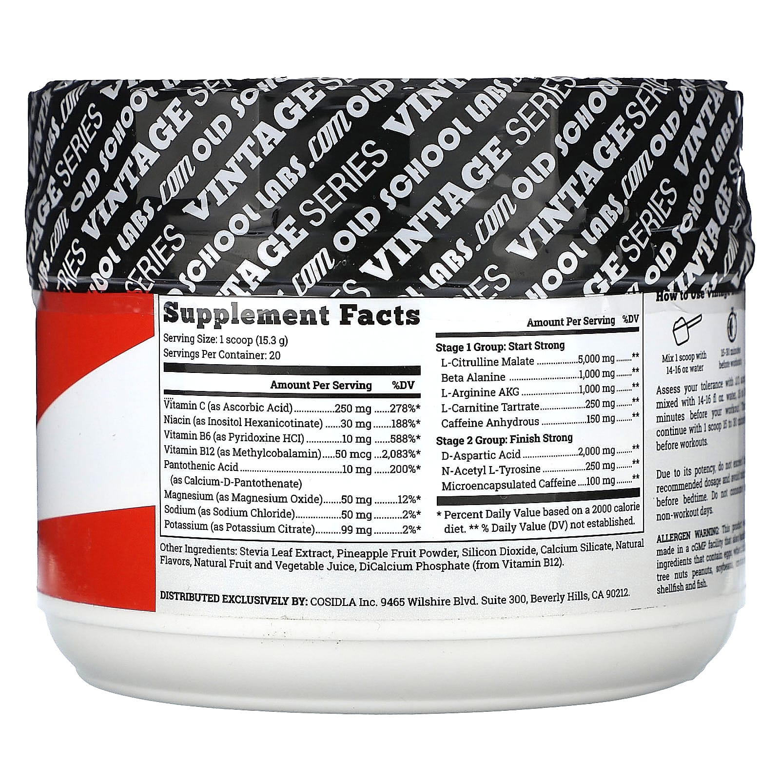 Old School Labs, Vintage Blast, двухэтапный прием перед тренировкой, черничный лимонад, 306 г (10,79 унции)