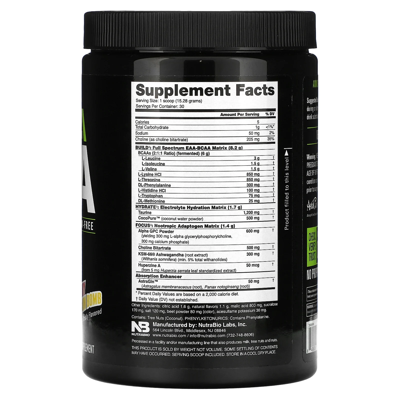 NutraBio, Alpha EAA, незаменимые аминокислоты, со вкусом клубники и лимона, 458 г (1 фунт)